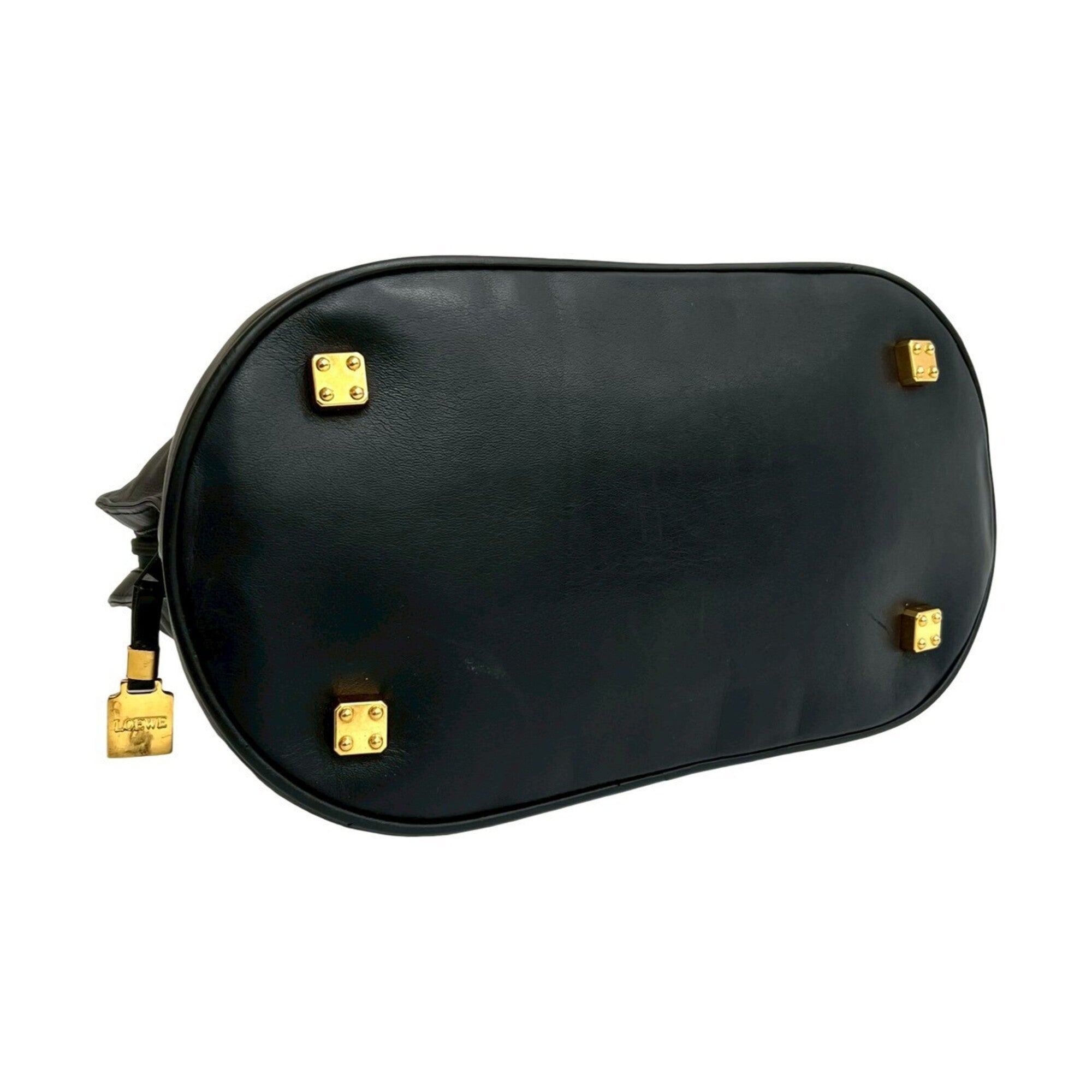 Loewe Black Leather Boston Bag Handbag Tote Bag (Pre-Owned)