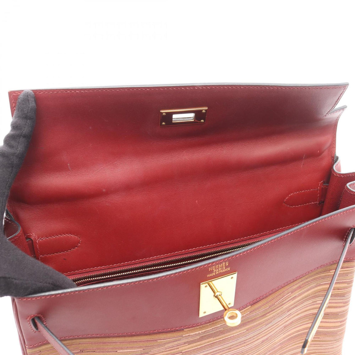 Hermes Bordeaux Vibrato Leather Leather Handbag (Pre-Owned)