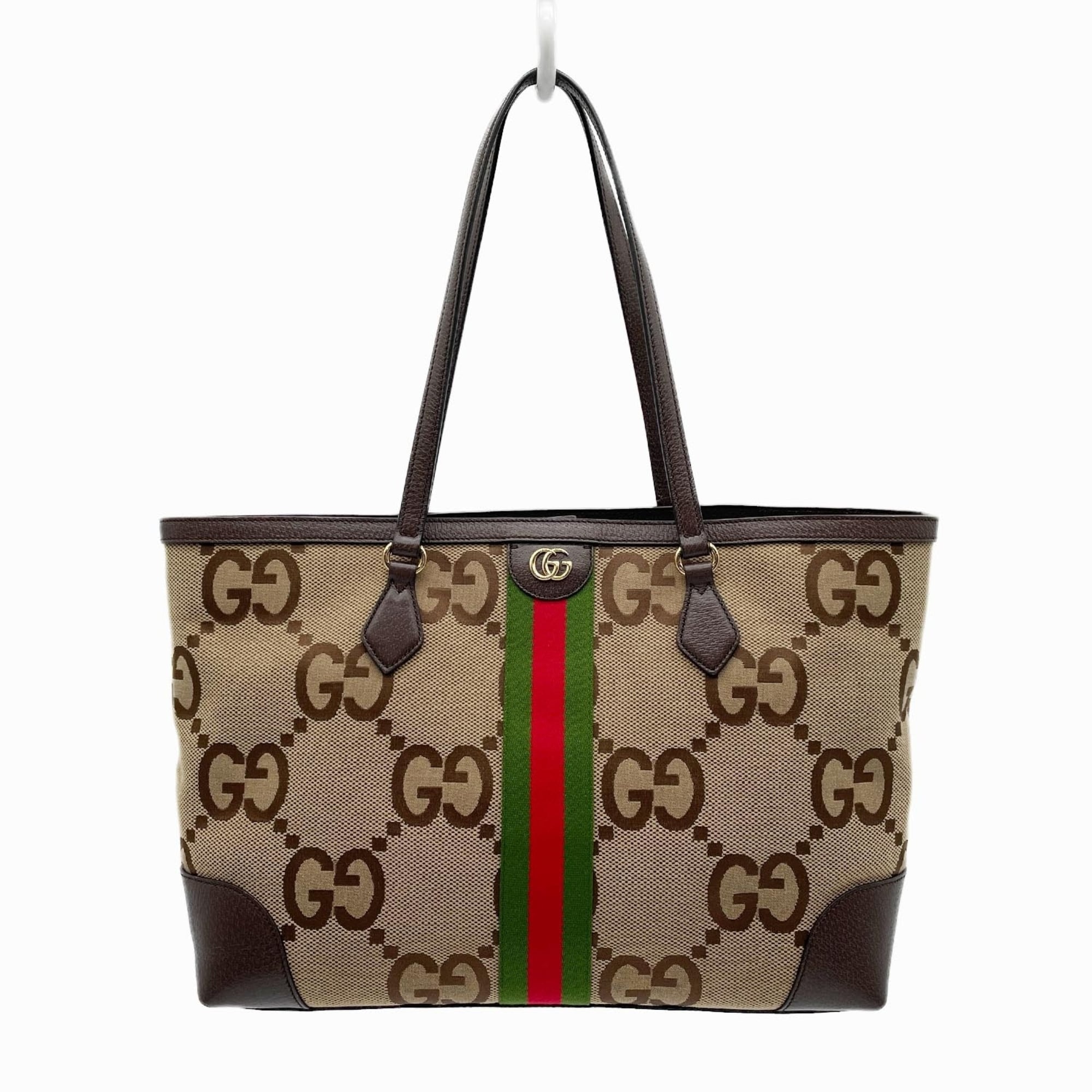 Gucci Brown Canvas Leather Tote Bag (Pre-Owned)
