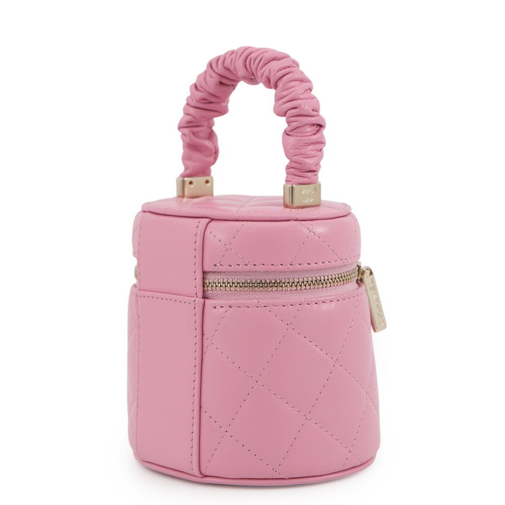 Chanel Pink Leather Handbag Pouch Vanity Bag (Pre-Owned)
