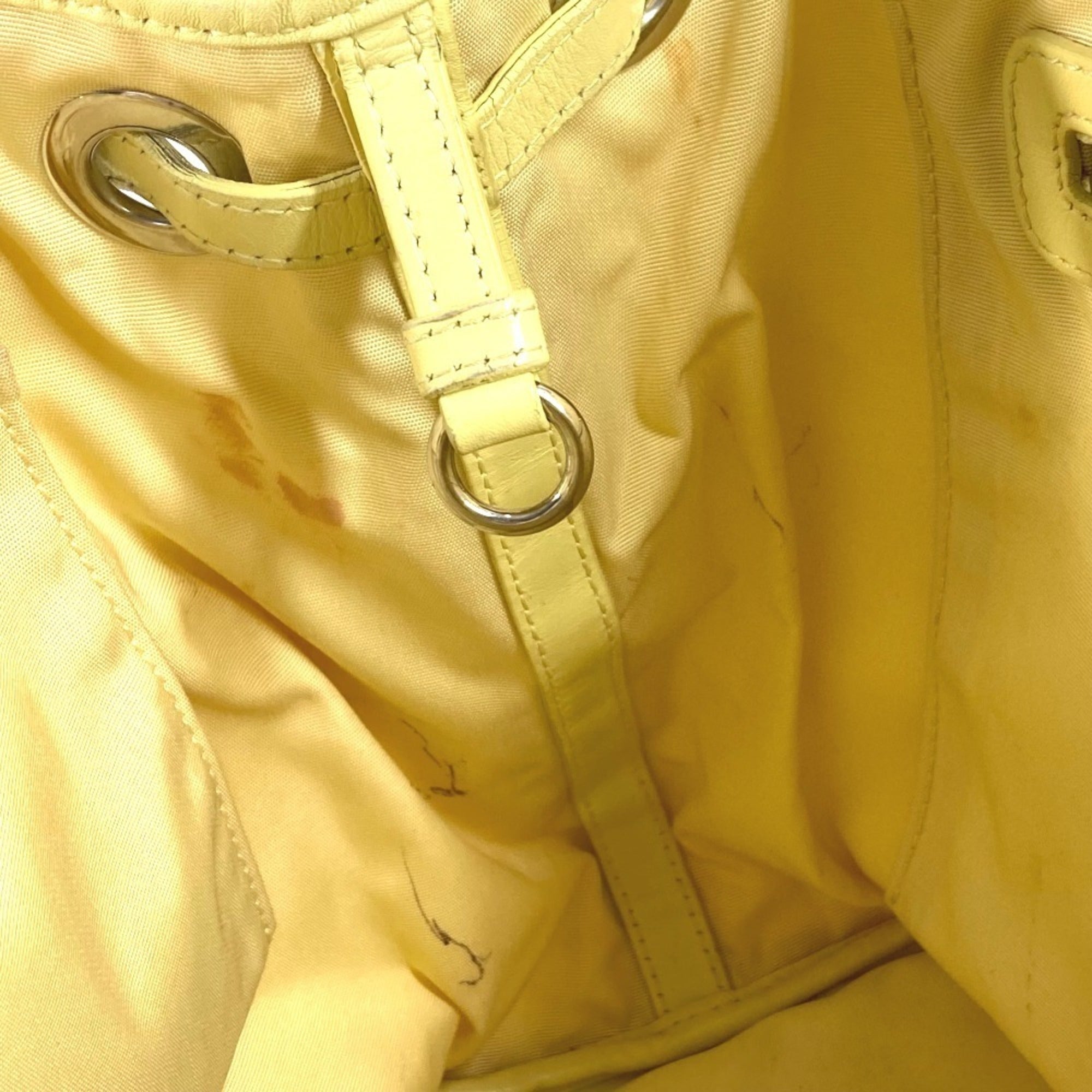 Christian Dior Yellow Leather Coated Canvas Shoulder Bag Tote Bag (Pre-Owned)