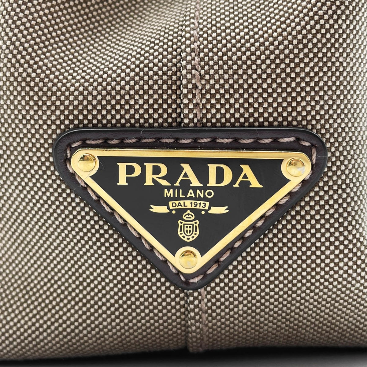 Prada Brown Canvas Leather Shoulder Bag (Pre-Owned)