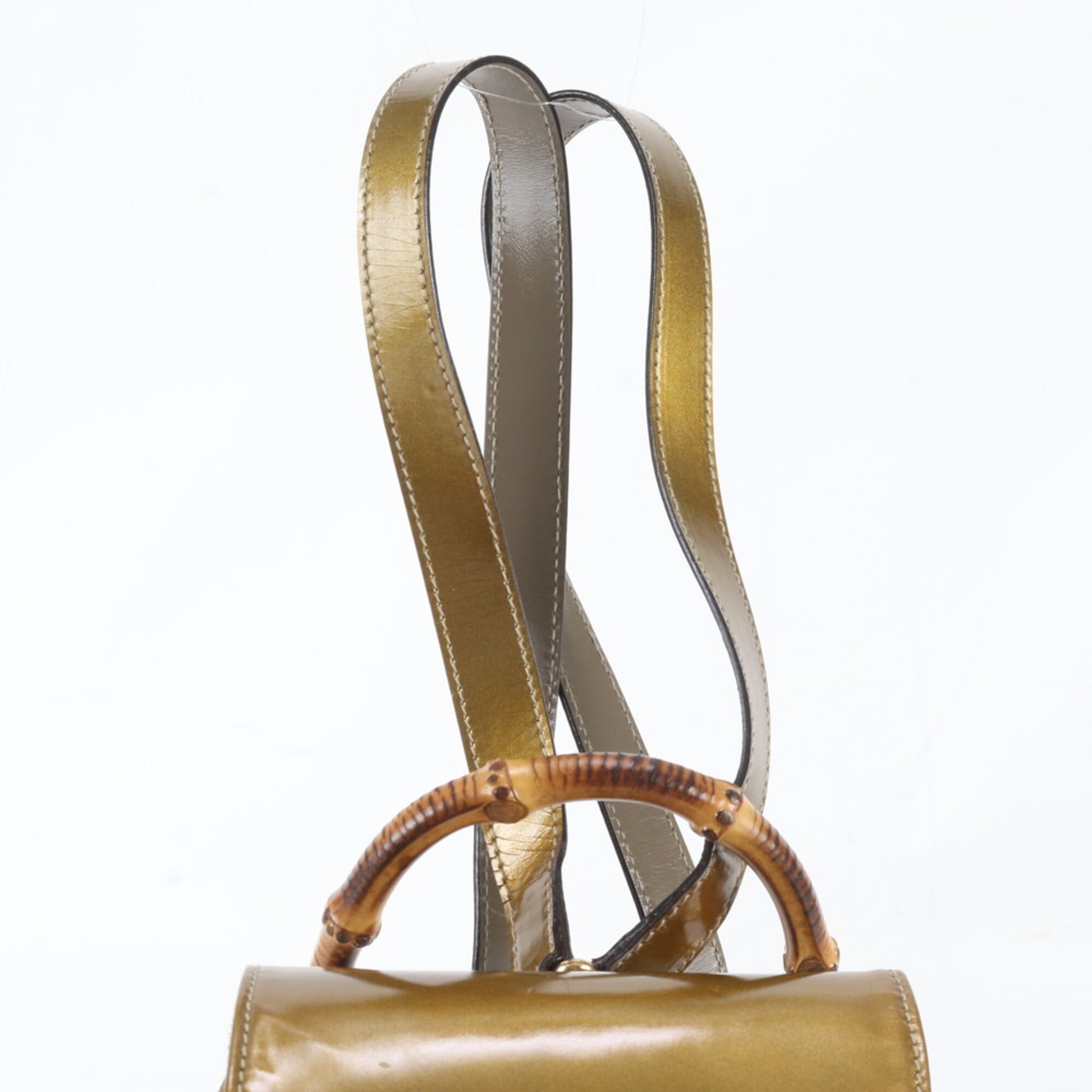 Gucci Gold Leather Backpack Handbag Shoulder Bag (Pre-Owned)