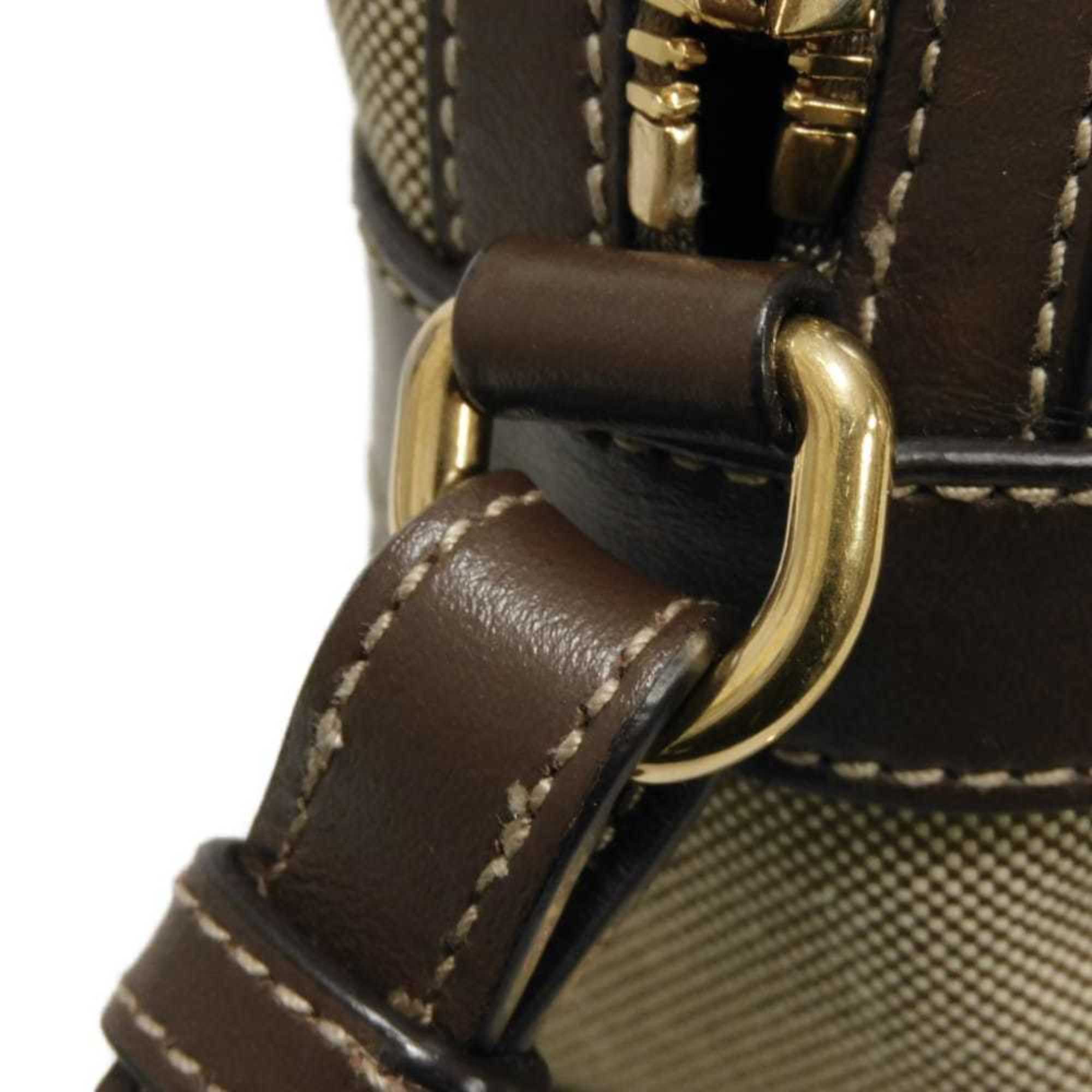 Prada Brown Jacquard Canvas Leather Shoulder Bag (Pre-Owned)