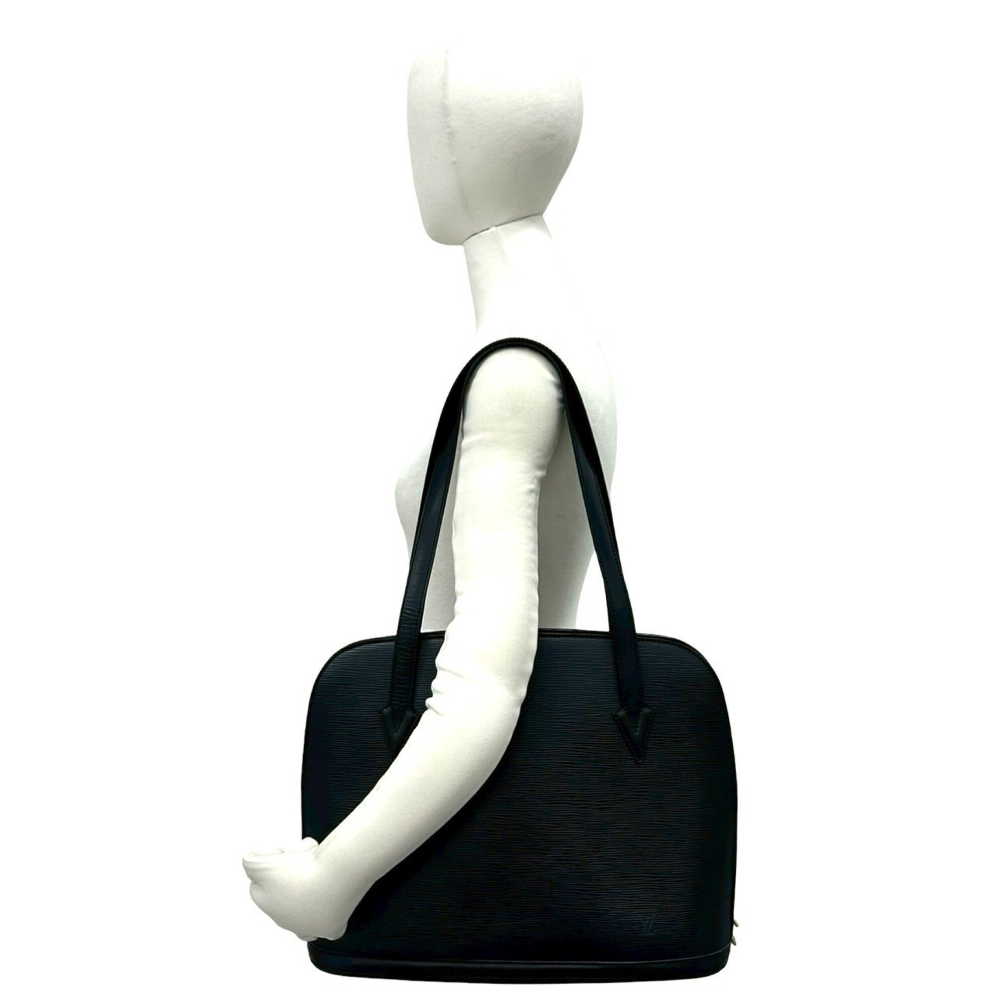 Louis Vuitton Black Leather Shoulder Bag Tote Bag (Pre-Owned)
