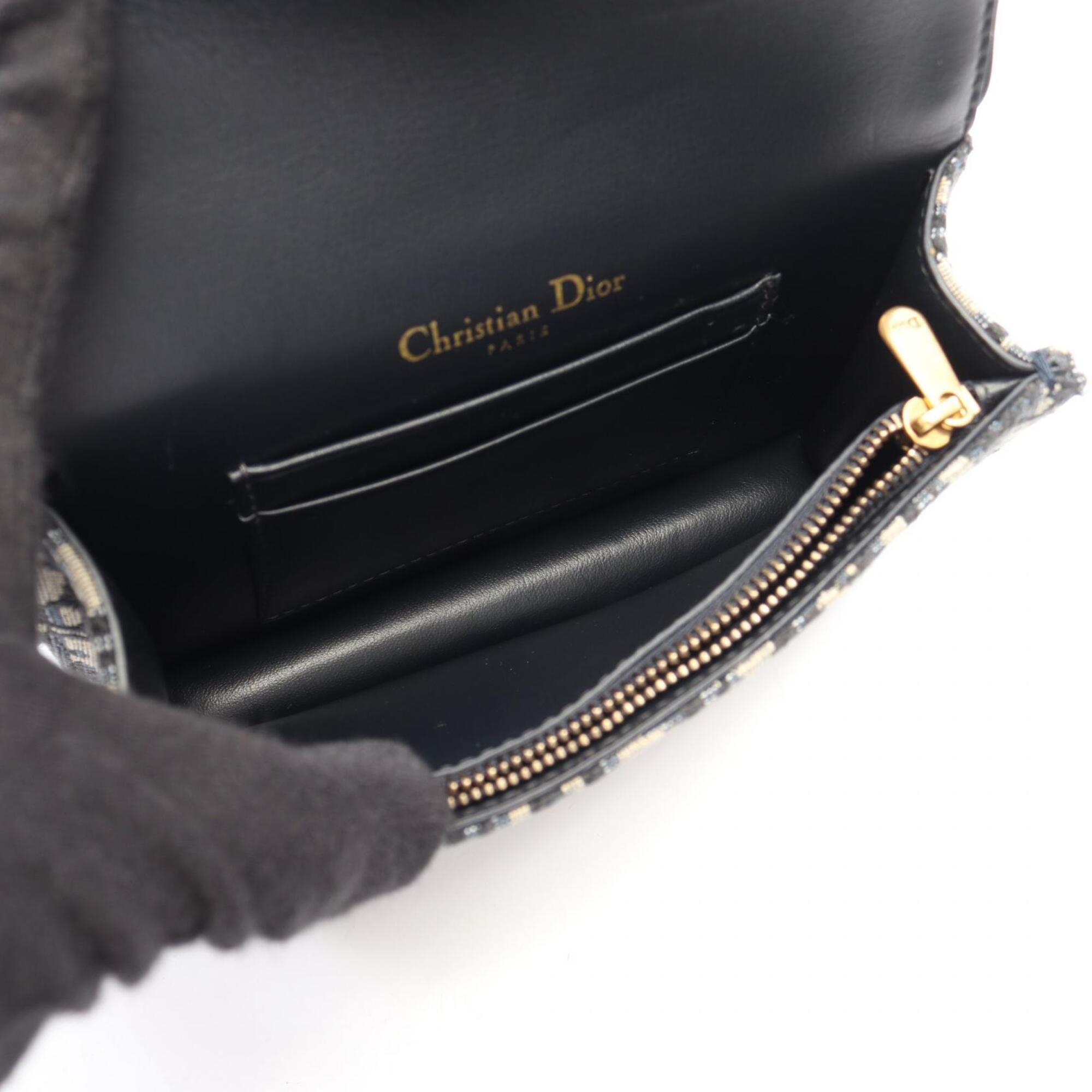 Christian Dior Beige Navy Canvas Leather Fanny Pack Handbag Saddle Bag (Pre-Owned)