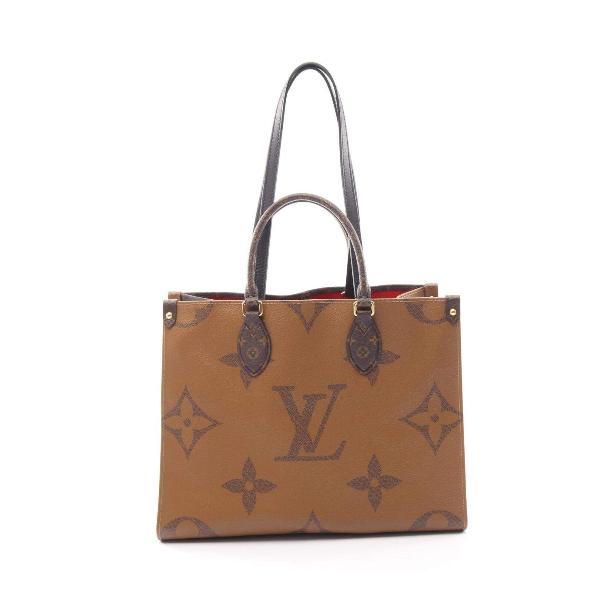 Louis Vuitton Beige Brown Coated Canvas Leather Handbag Tote Bag (Pre-Owned)