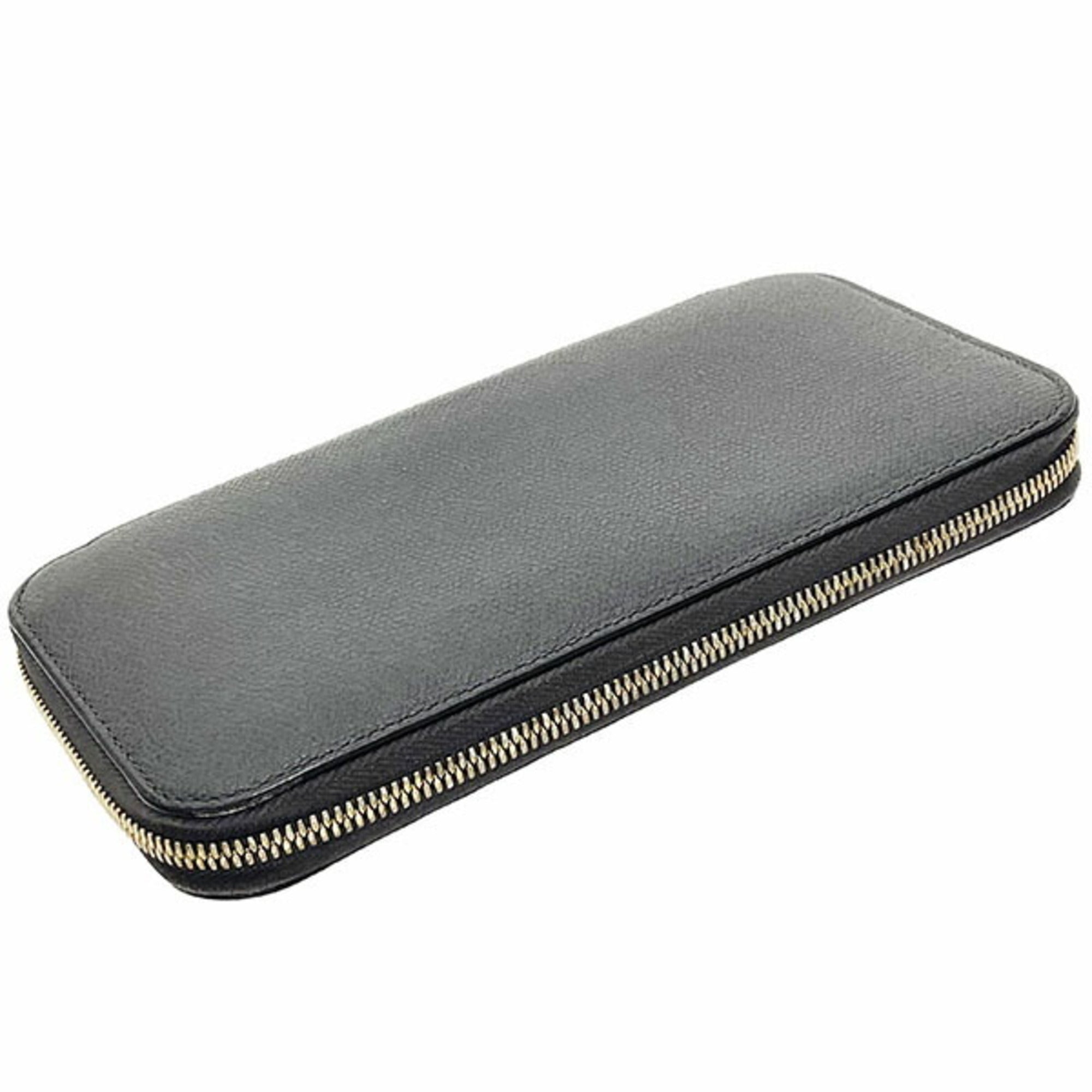 Valextra Charcoal Gray Leather Coin Purse/Coin Case (Pre-Owned)