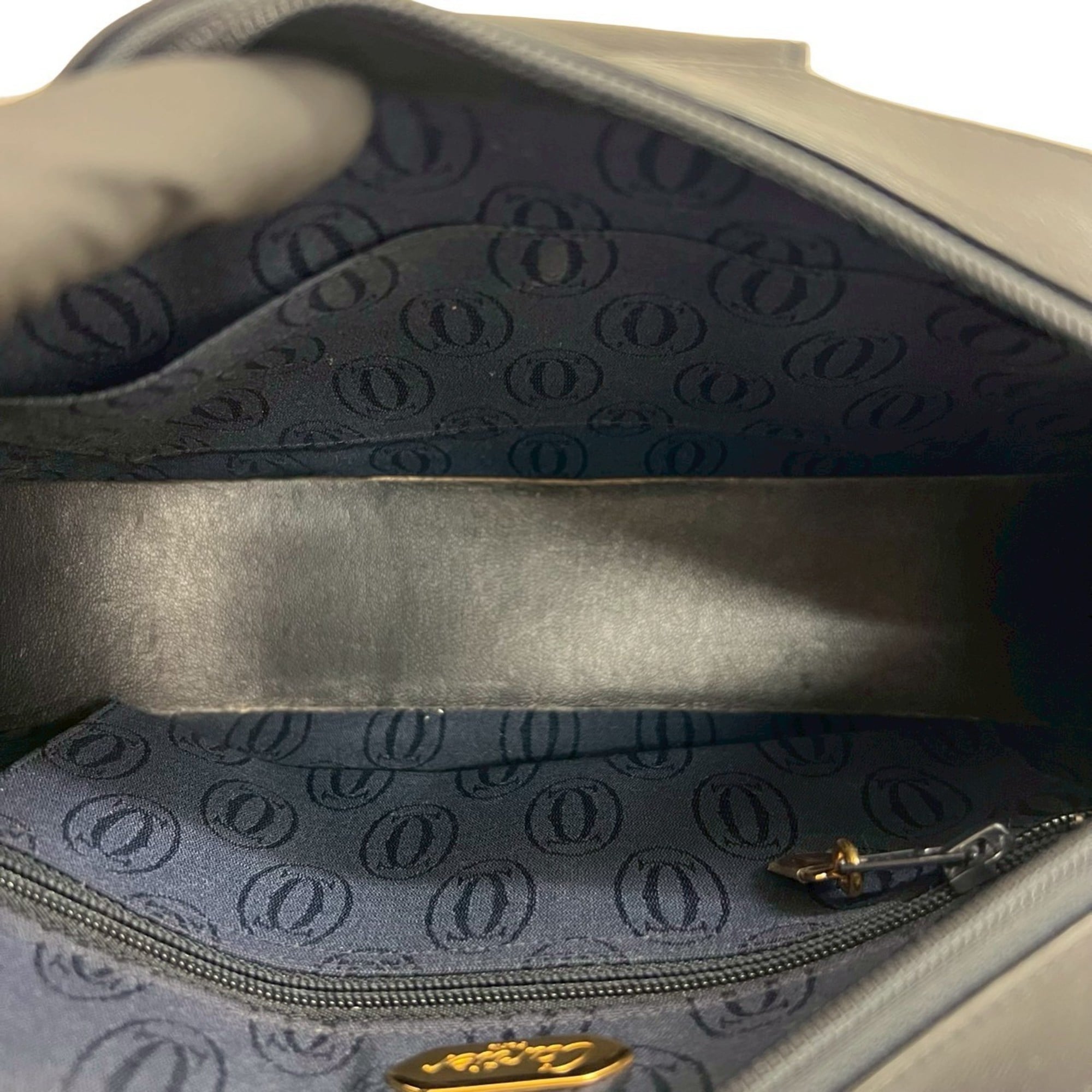Cartier Navy Leather Pochette Shoulder Bag (Pre-Owned)