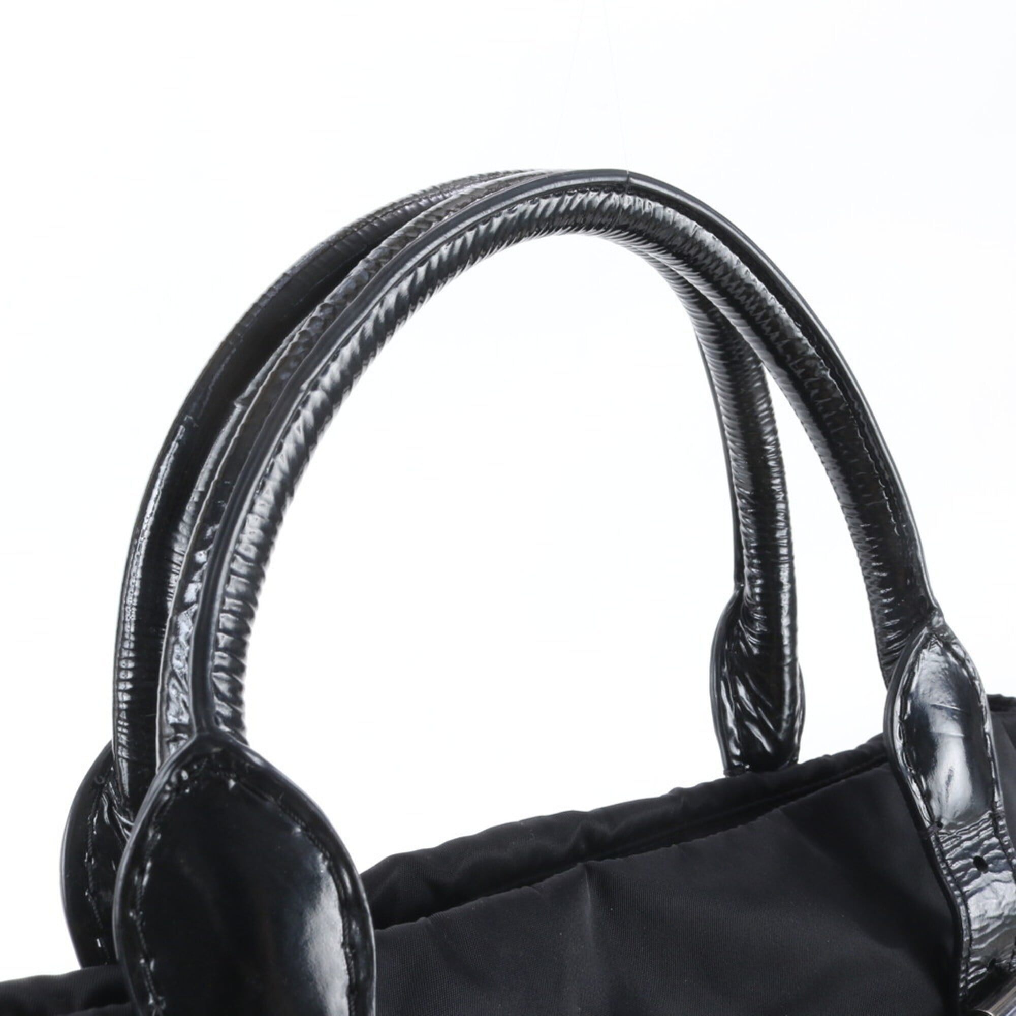 Burberry Black Leather Nylon Shoulder Bag Tote Bag (Pre-Owned)