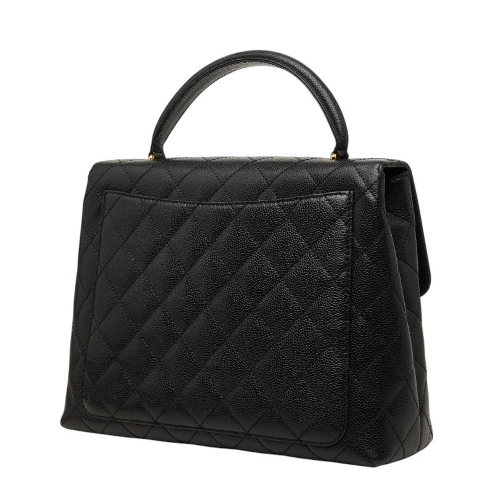 Chanel Black Grained Calfskin Handbag (Pre-Owned)