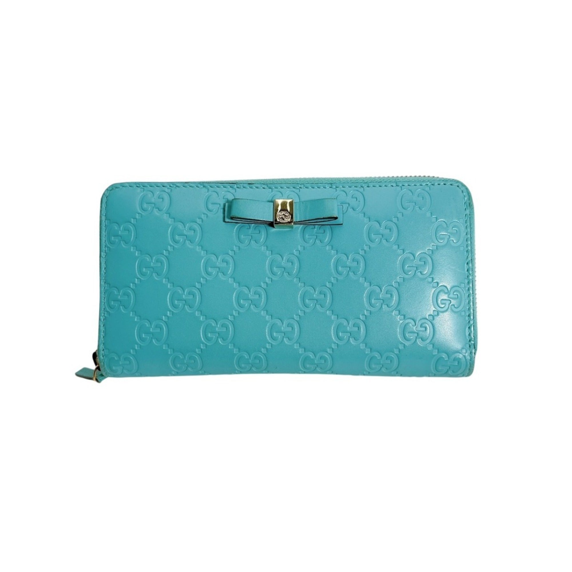 Gucci Blue Light Blue Leather Long Wallet (Bi-Fold) (Pre-Owned)