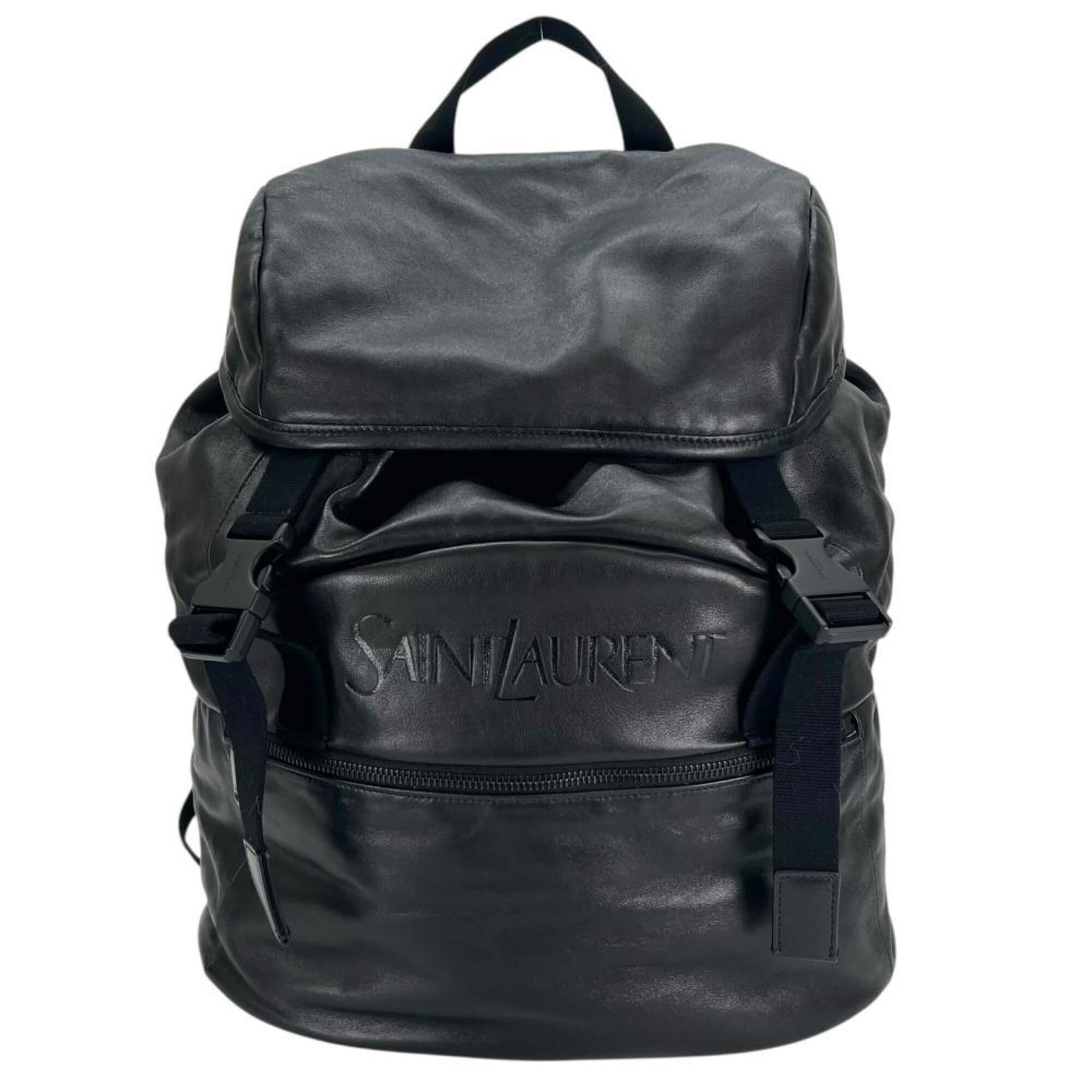 Saint Laurent Black Leather Nylon Backpack (Pre-Owned)