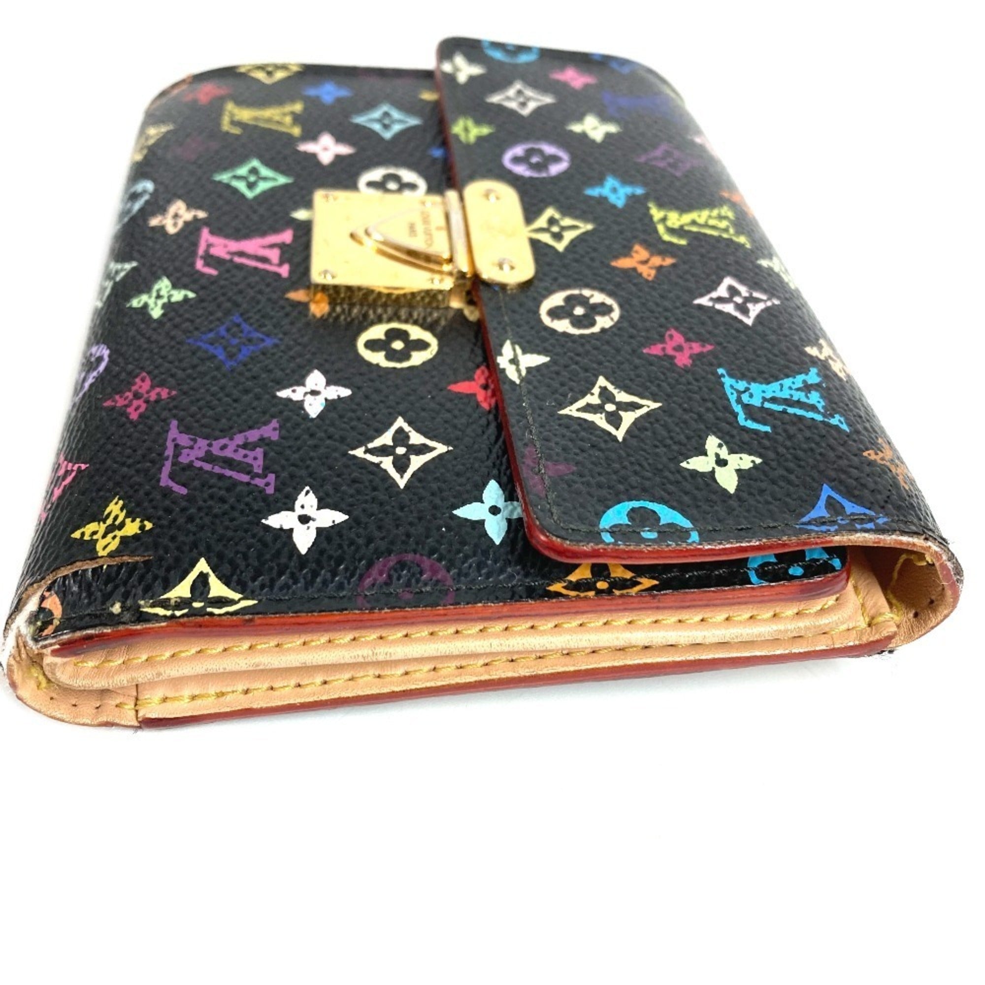 Louis Vuitton Black Multi-Color Noir Monogram Multicolore Canvas Wallet (Tri-Fold) (Pre-Owned)