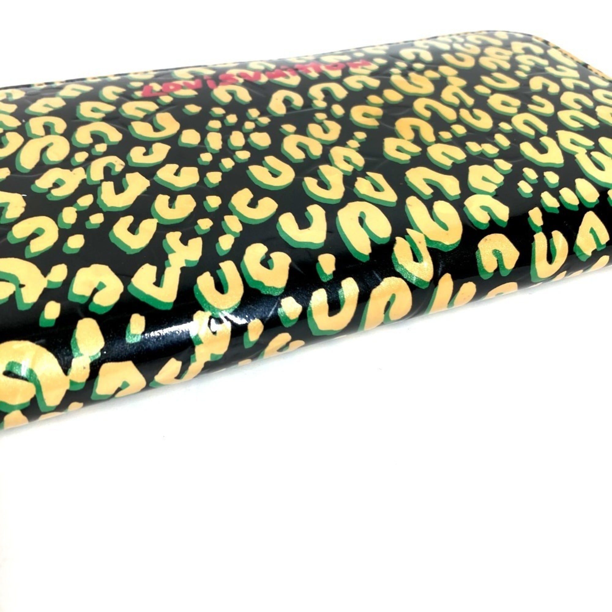 Louis Vuitton Black Green Patent Leather Long Wallet (Bi-Fold) (Pre-Owned)