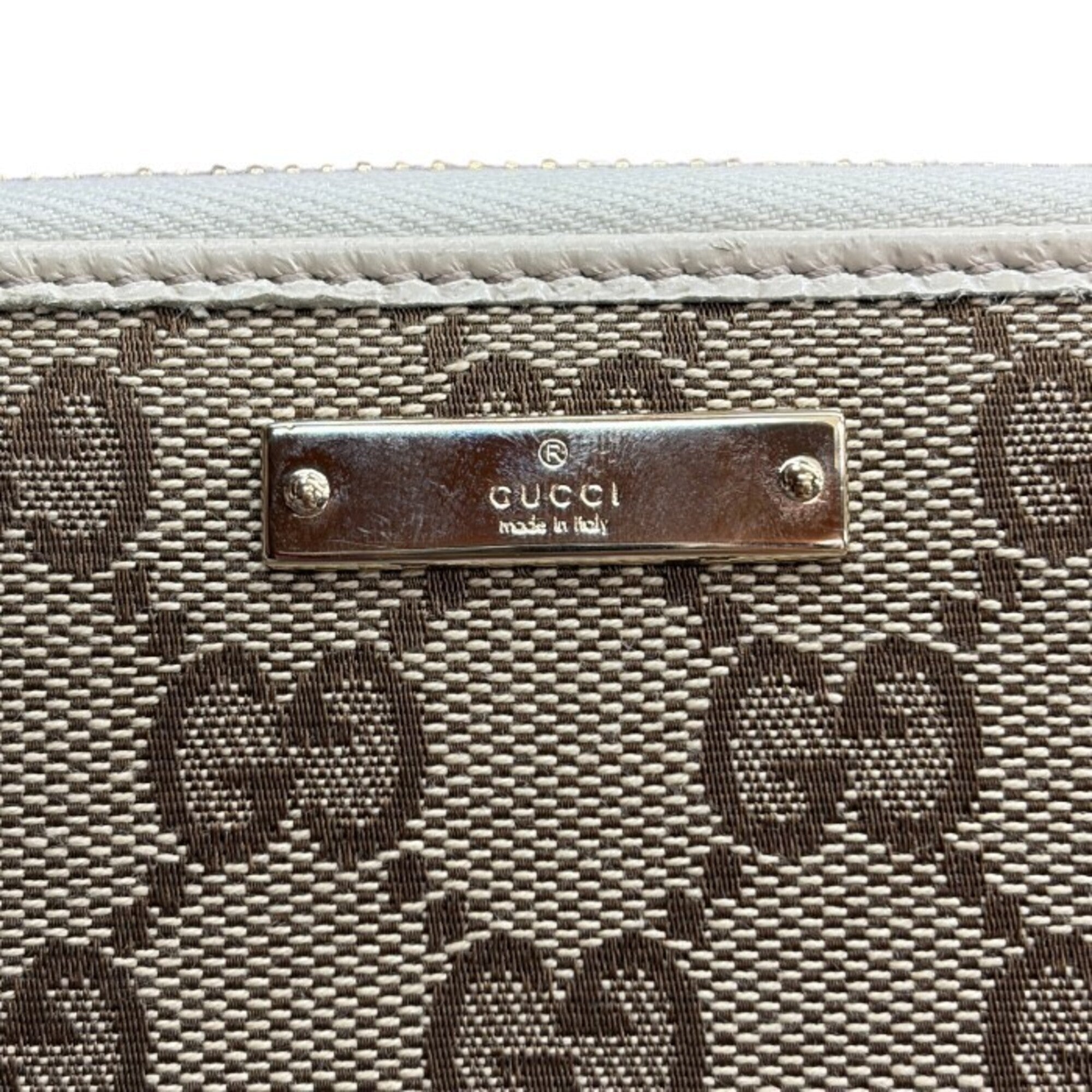 Gucci Beige Canvas Leather Long Wallet (Bi-Fold) (Pre-Owned)