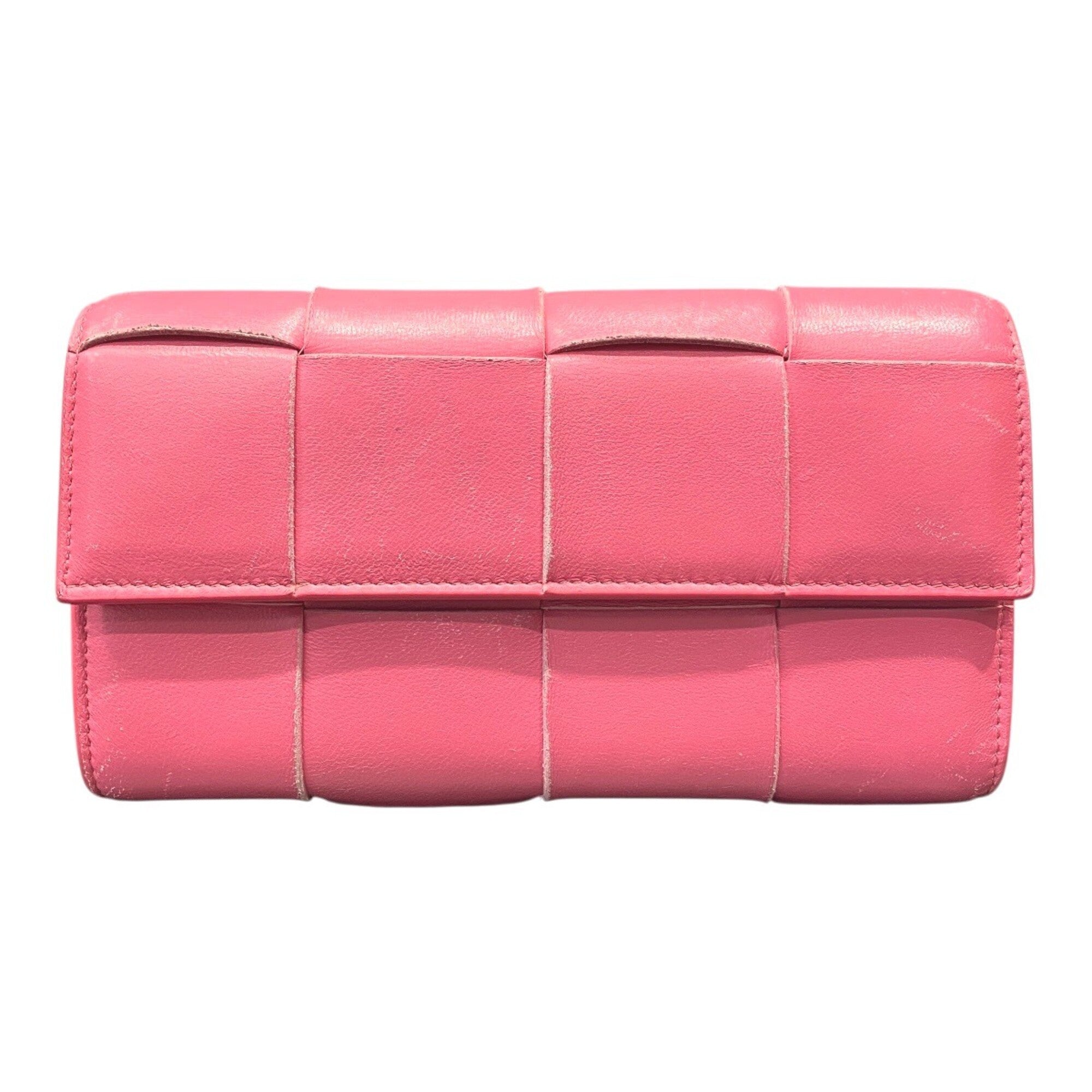 Bottega Veneta Pink Leather Long Wallet (Bi-Fold) (Pre-Owned)