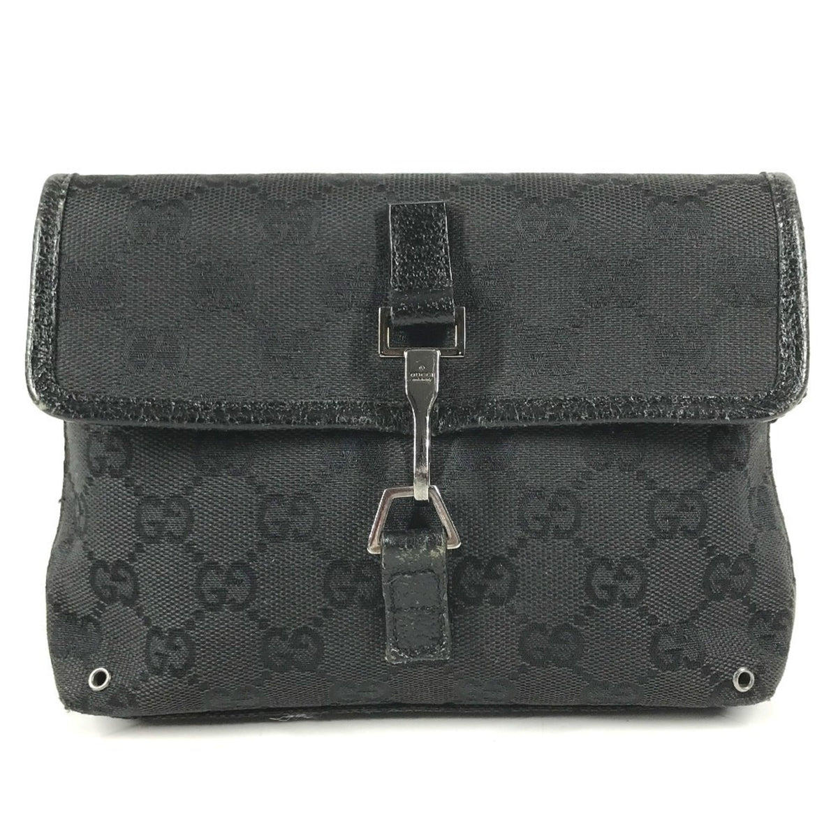 Gucci Black Gg Canvas Leather Fanny Pack (Pre-Owned)