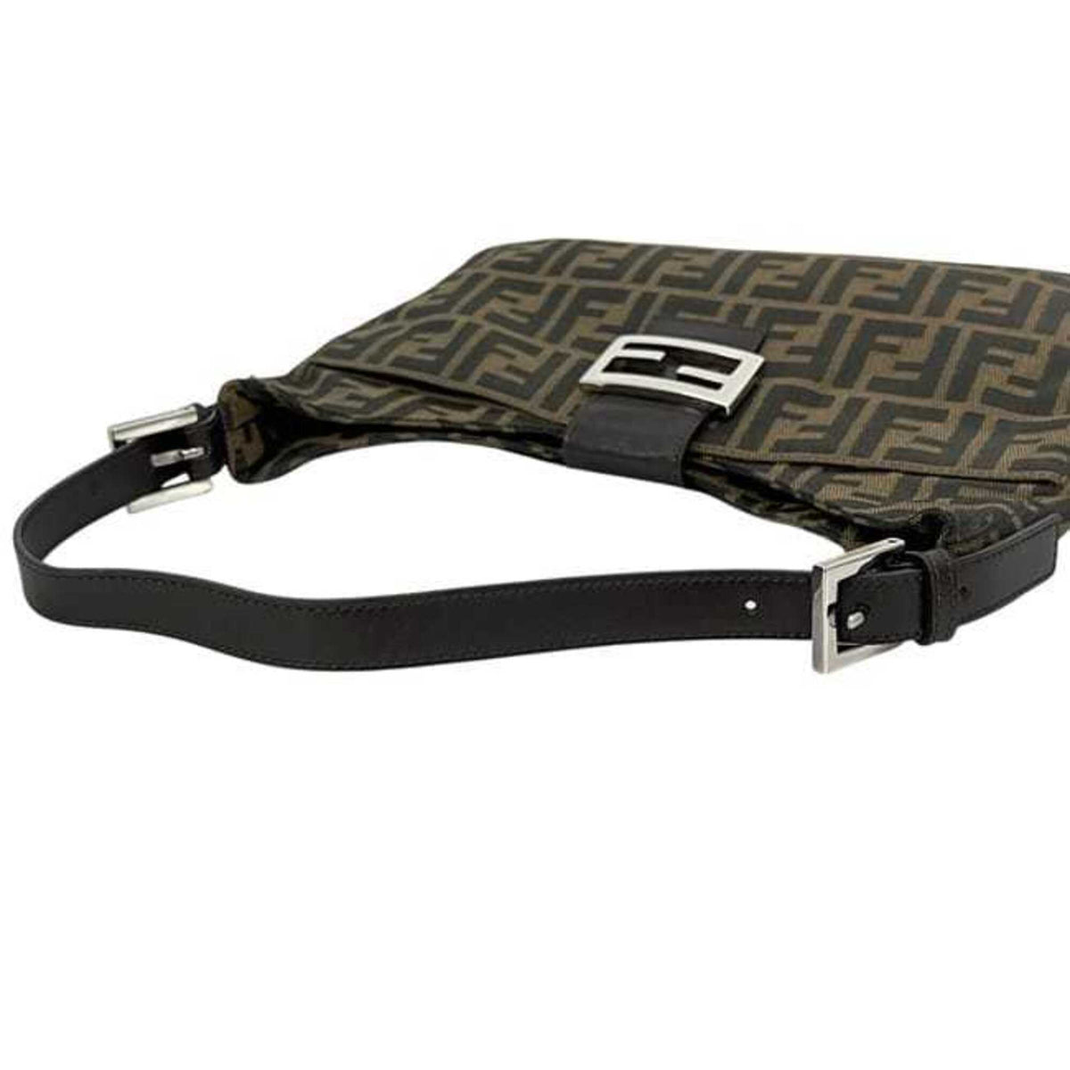 Fendi Zucca Green Khaki Canvas Leather Shoulder Bag (Pre-Owned)