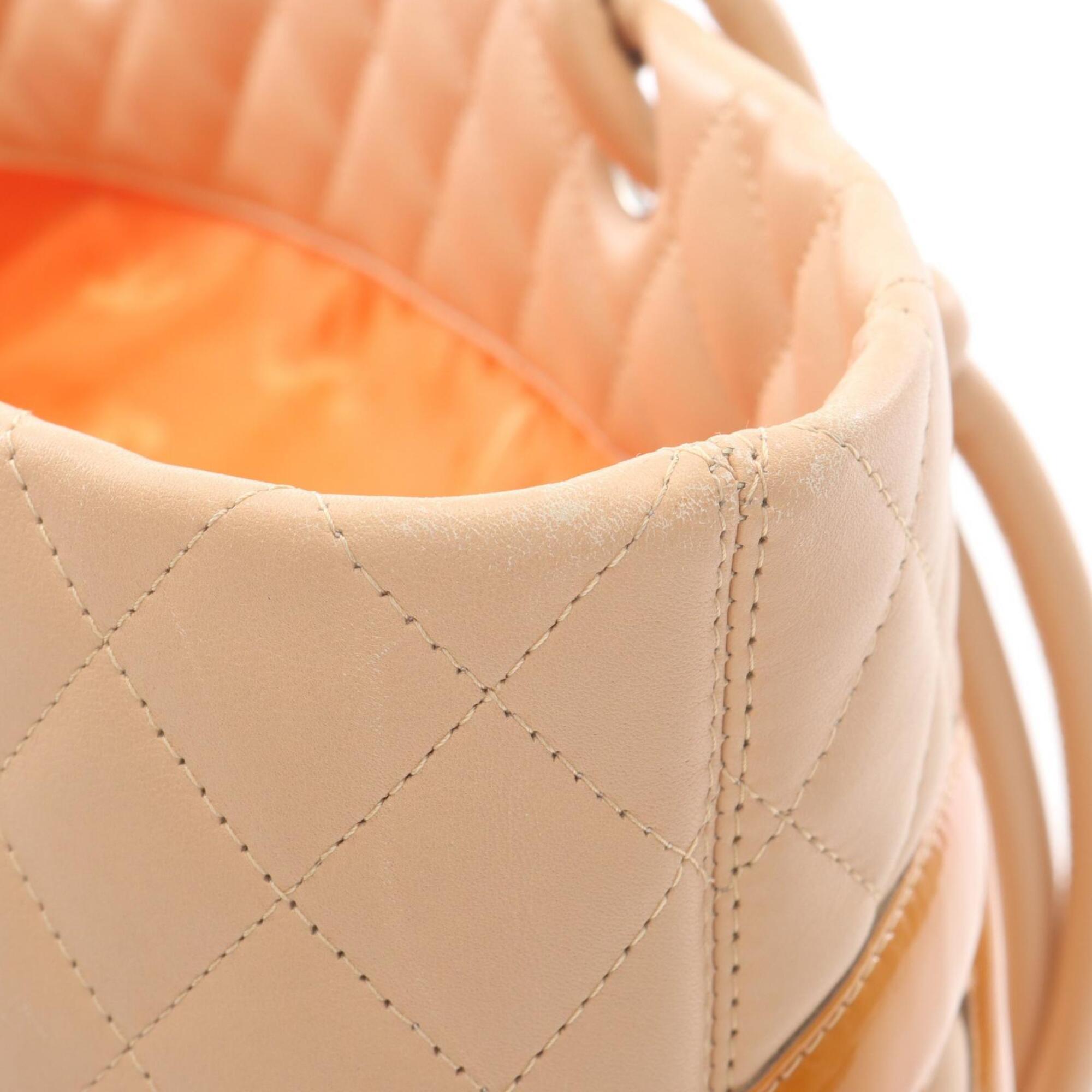 Chanel Beige Yellow Leather Handbag Tote Bag (Pre-Owned)