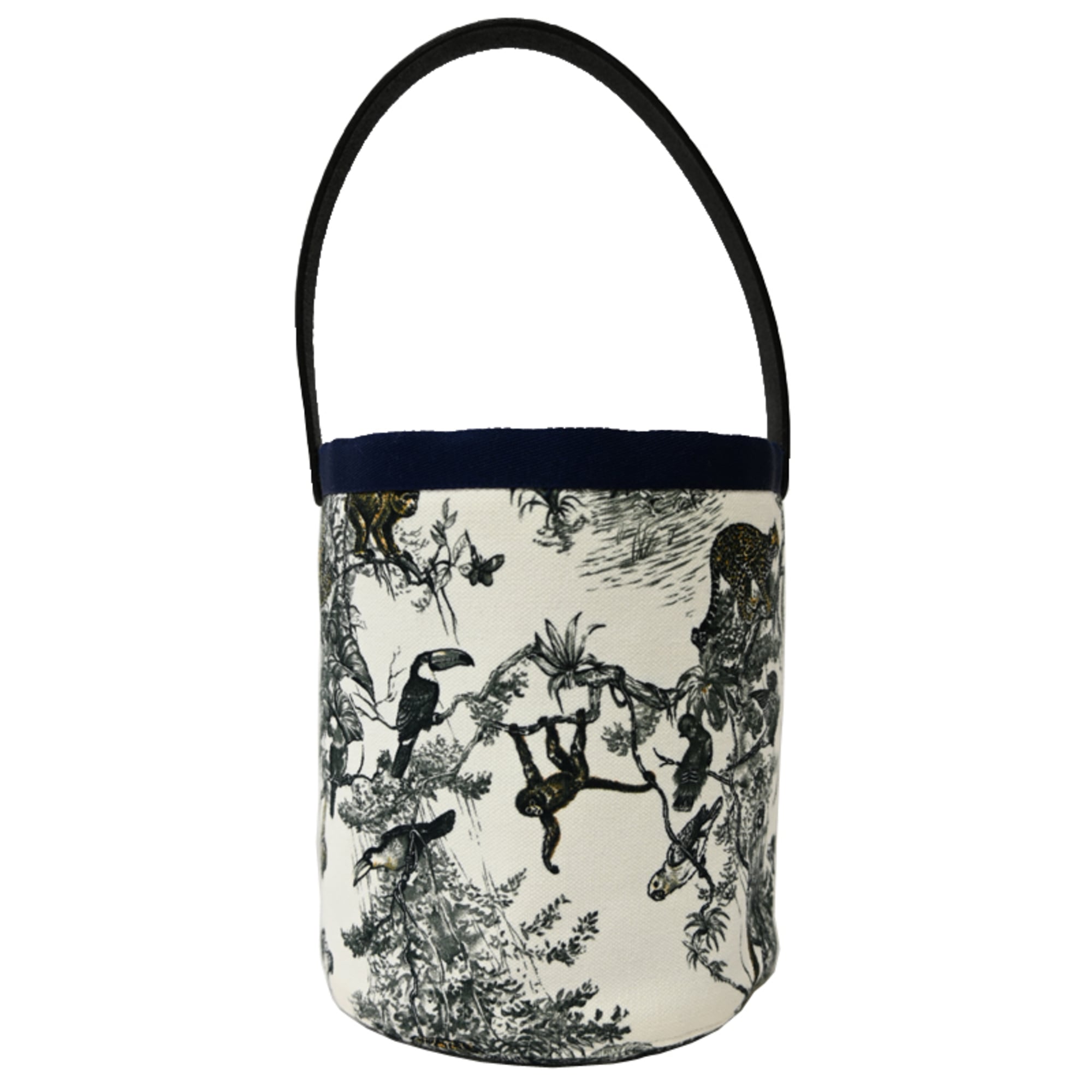 Hermes Black White Canvas Leather Handbag (Pre-Owned)