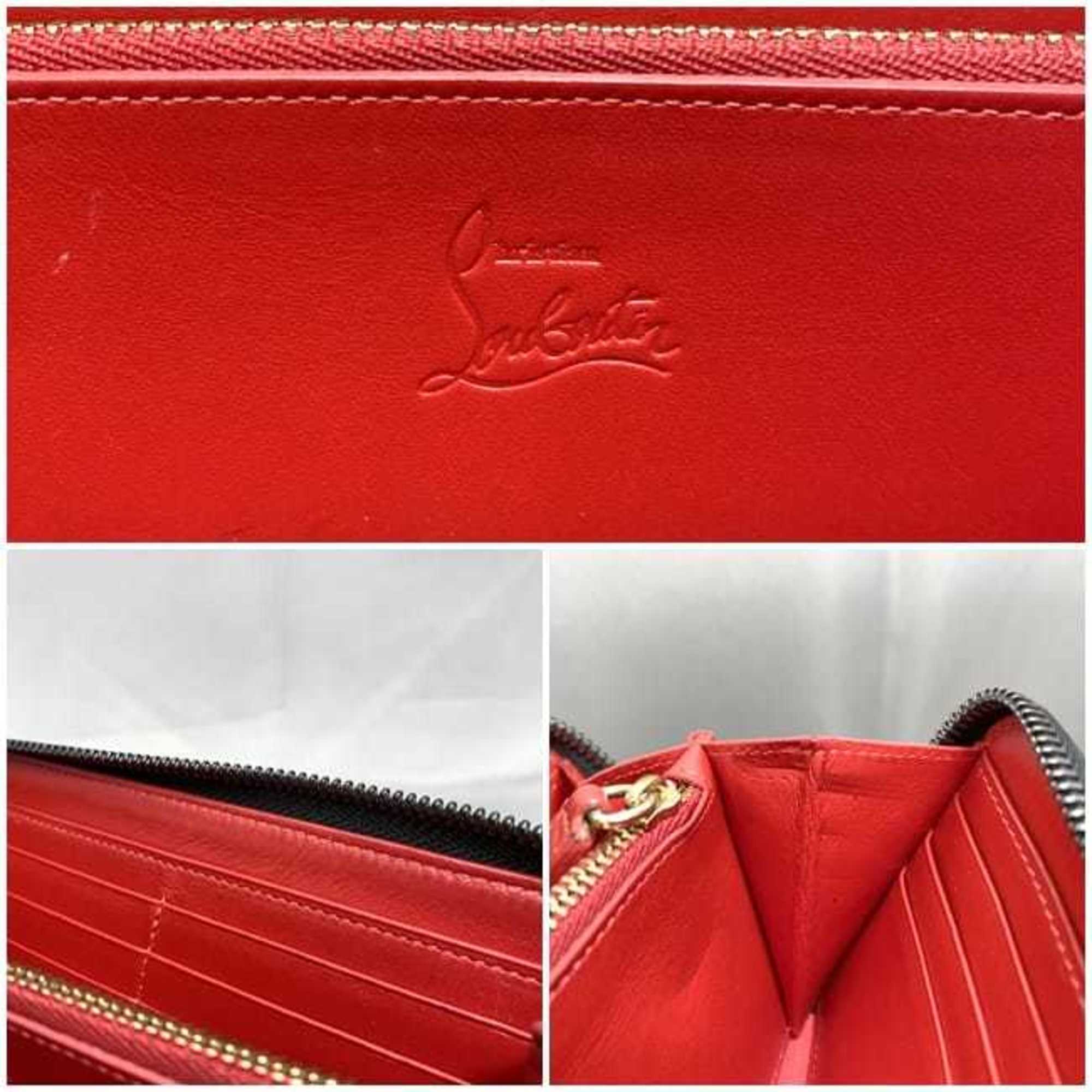 Christian Louboutin Black Pink Yellow Pvc Leather Long Wallet (Bi-Fold) (Pre-Owned)