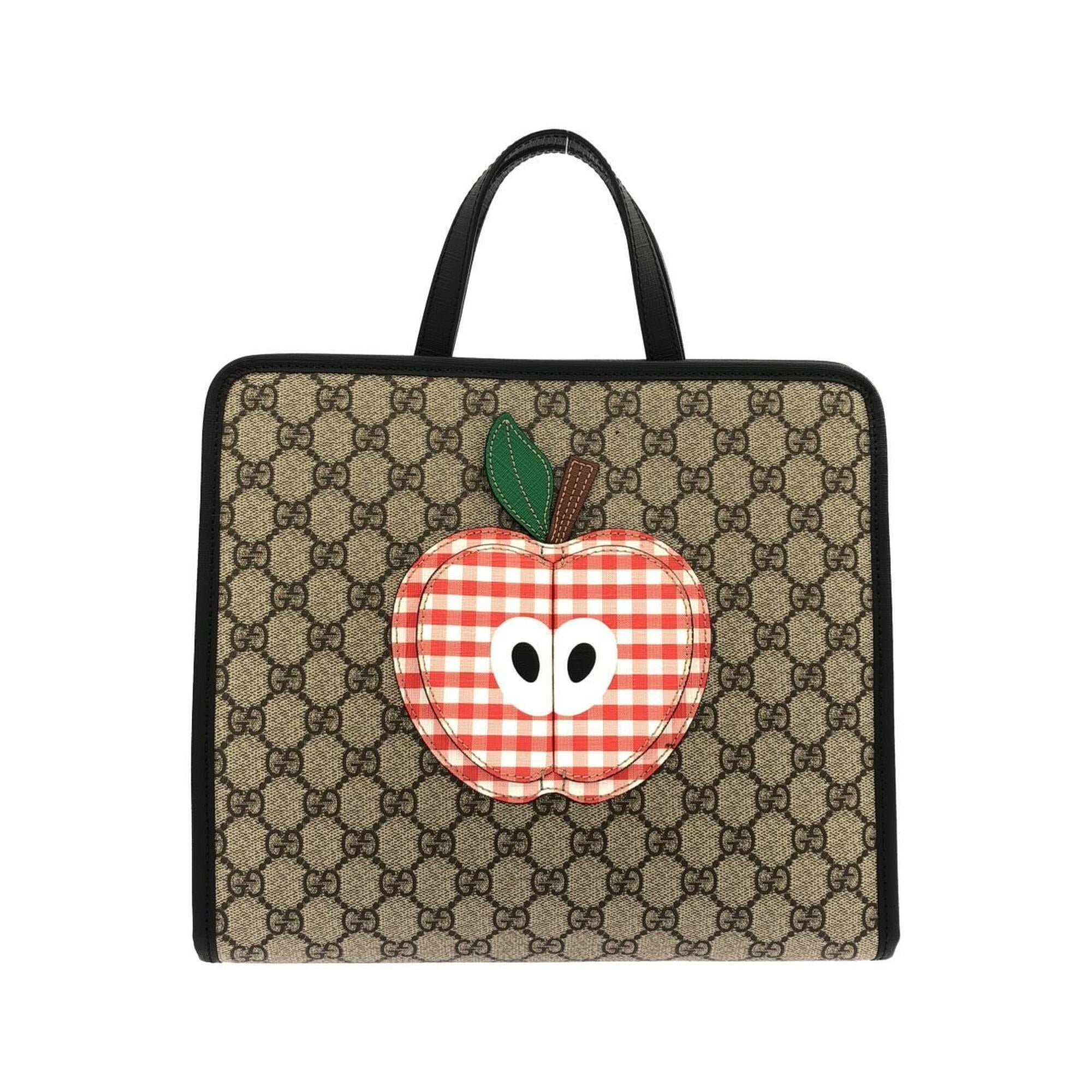 Gucci Beige Black Gg Supreme Canvas Handbag (Pre-Owned)
