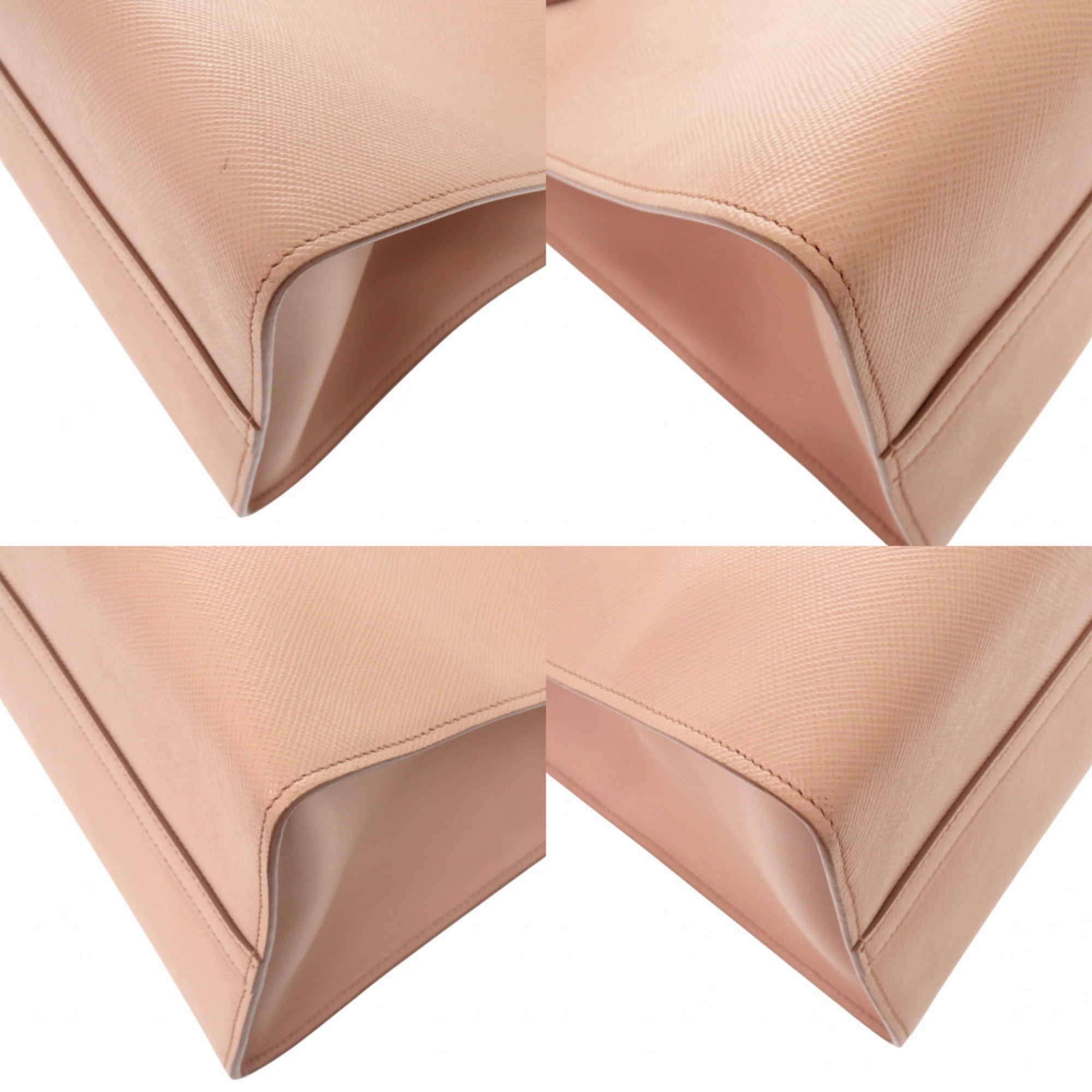 Prada Pink Beige Leather Saffiano Handbag (Pre-Owned)