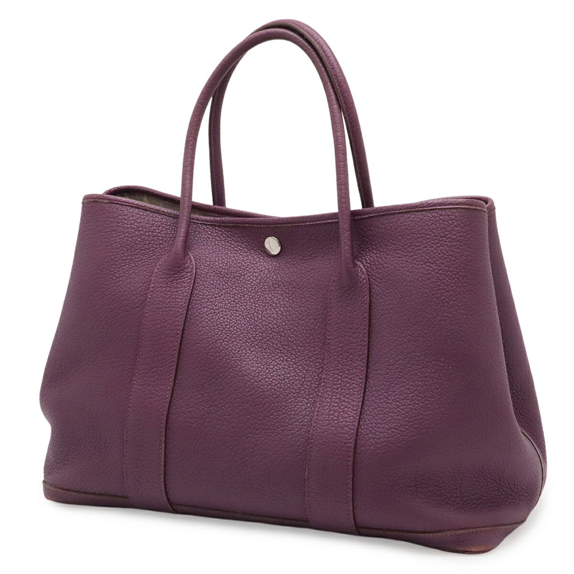 Hermes Cassis Purple Yellow Negonda Leather Handbag Tote Bag (Pre-Owned)