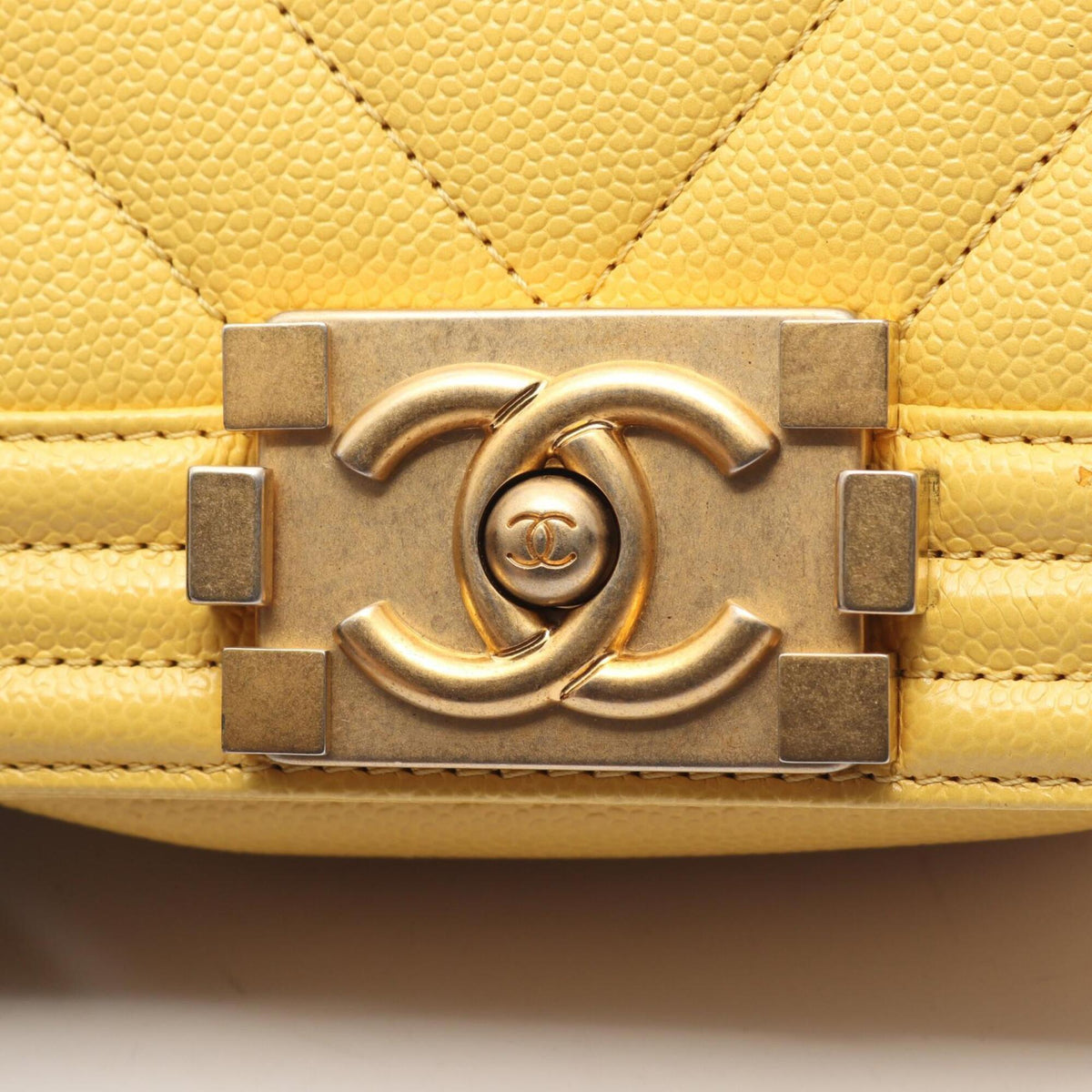 Chanel Yellow Grained Calfskin Handbag Shoulder Bag (Pre-Owned)