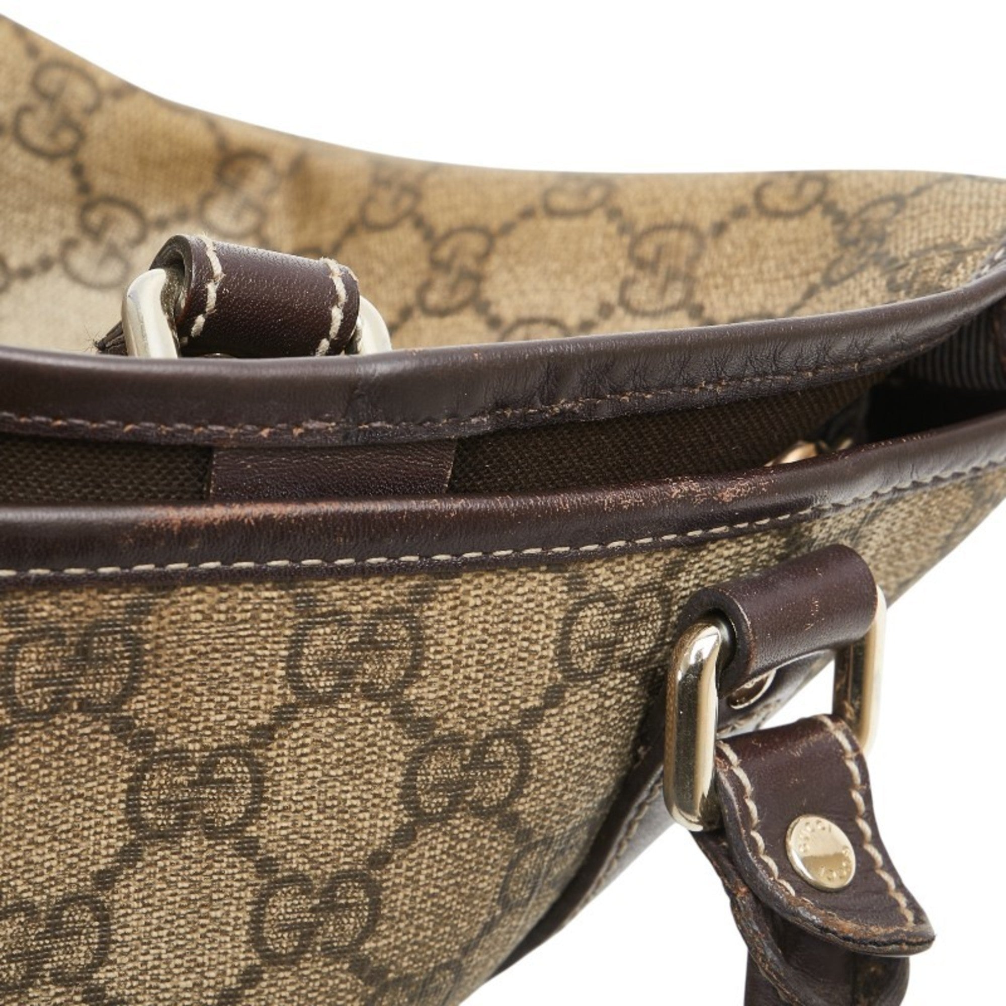 Gucci Beige Brown Pvc Leather Shoulder Bag Tote Bag (Pre-Owned)