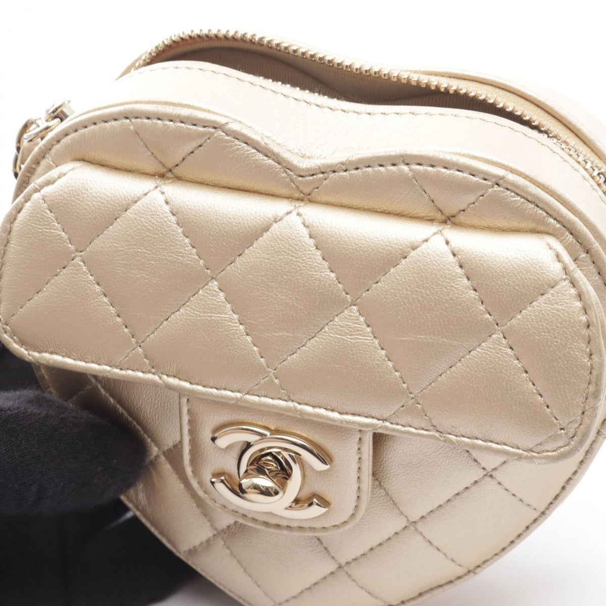 Chanel Gold Leather Clutch Bag Handbag Shoulder Bag (Pre-Owned)