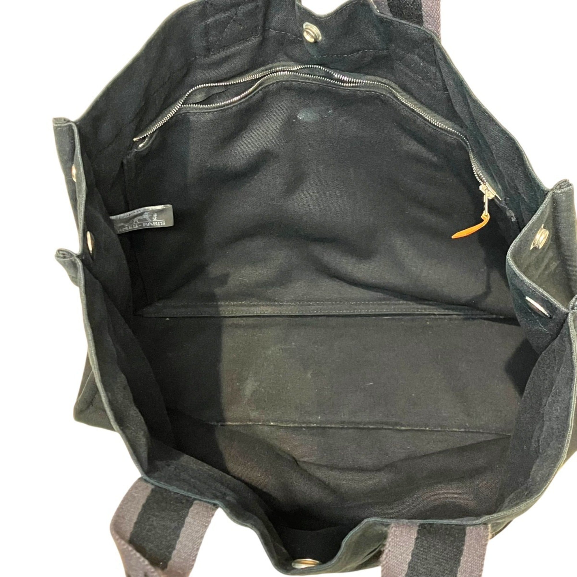 Hermes Black Gray Canvas Tote Bag (Pre-Owned)