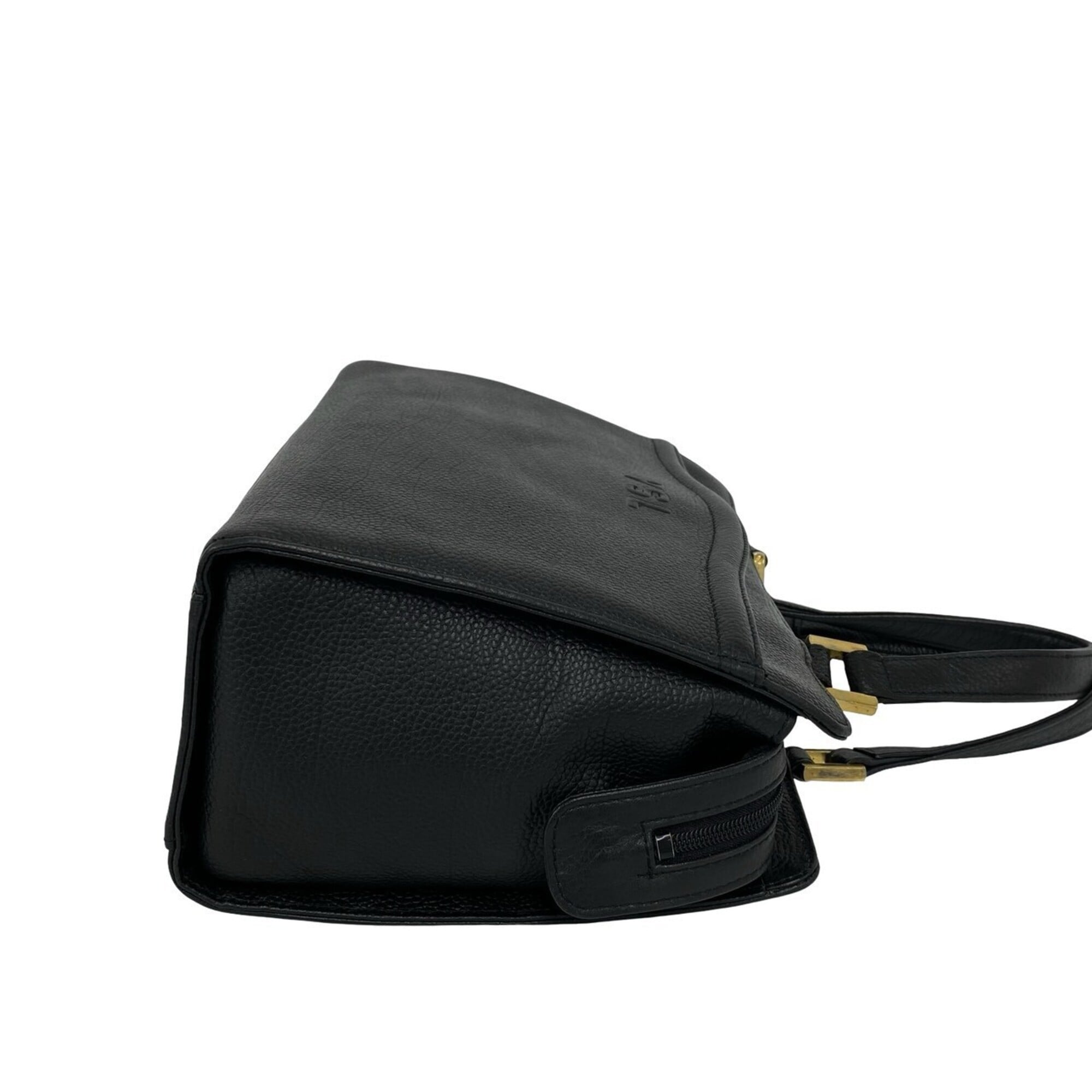 Yves Saint Laurent Black Leather Handbag Tote Bag (Pre-Owned)