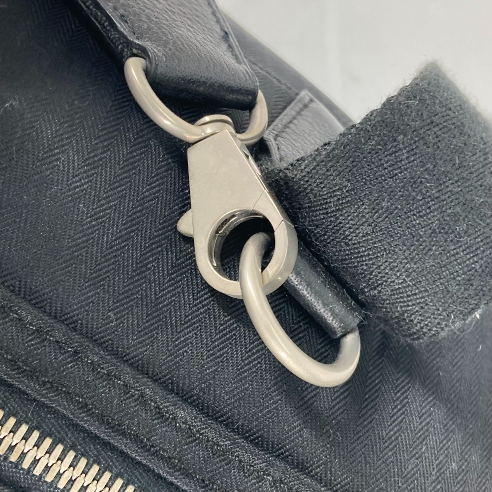 Hermes Black Canvas Leather Boston Bag Shoulder Bag (Pre-Owned)