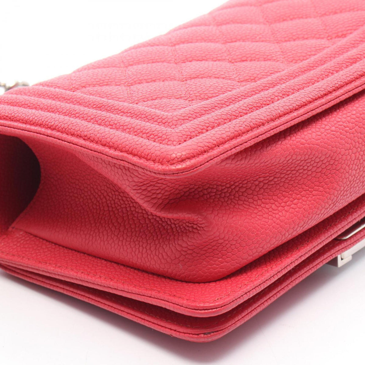 Chanel Red Color Grained Calfskin Handbag Shoulder Bag (Pre-Owned)