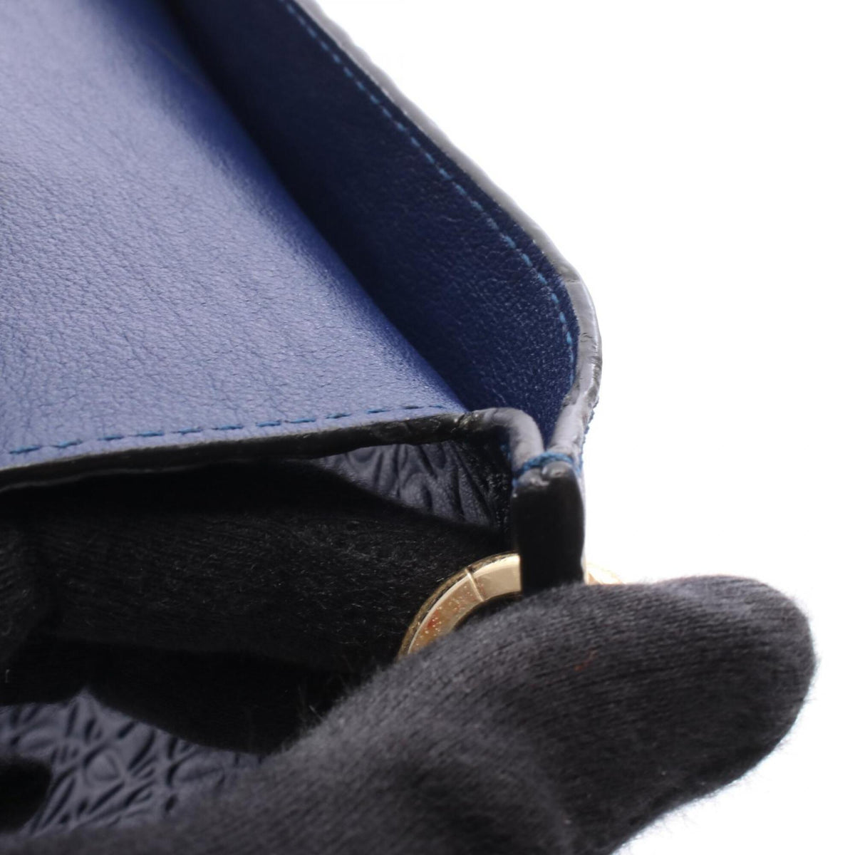 Loewe Navy Leather Handbag Shoulder Bag (Pre-Owned)