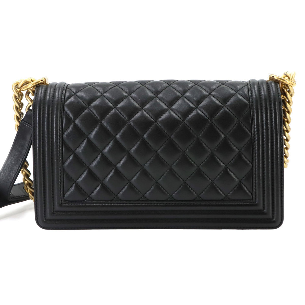 Chanel Boy Chanel Black Leather Handbag Shoulder Bag (Pre-Owned)