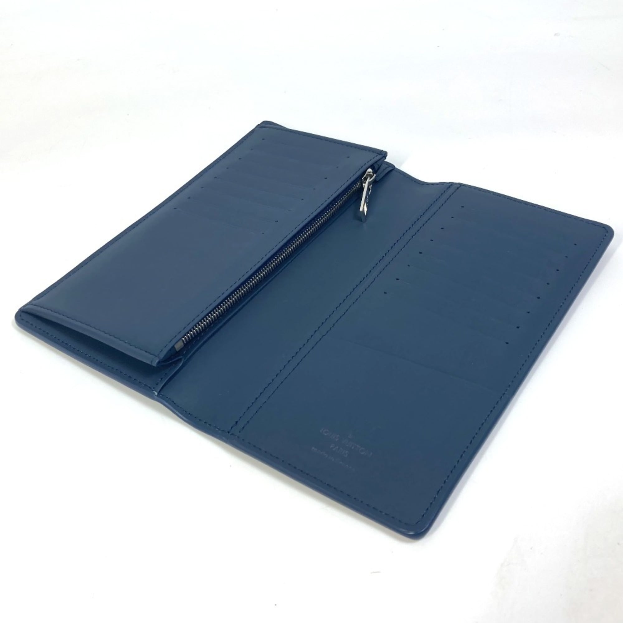 Louis Vuitton Navy Leather Long Wallet (Bi-Fold) (Pre-Owned)