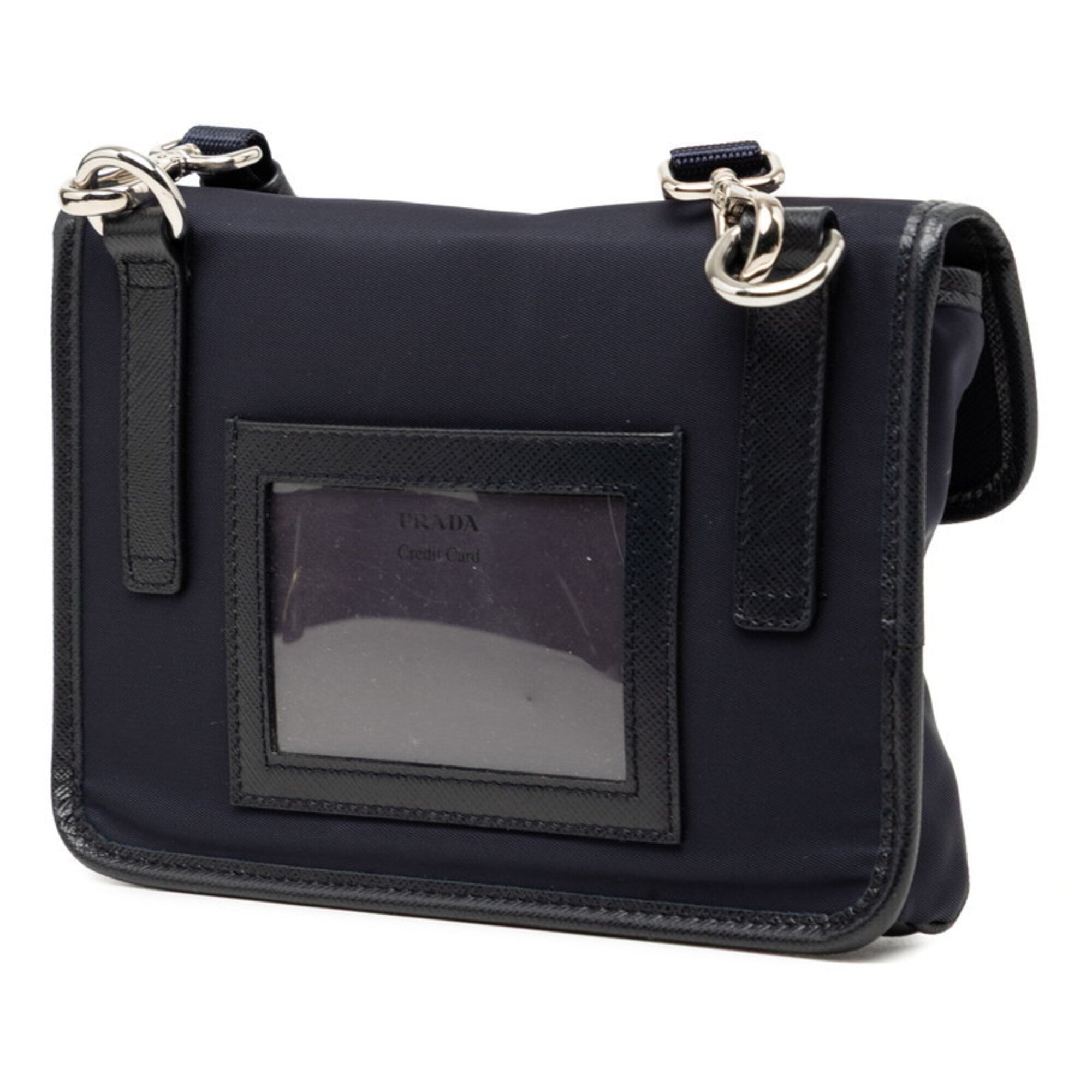 Prada Navy Nylon Leather Shoulder Bag (Pre-Owned)