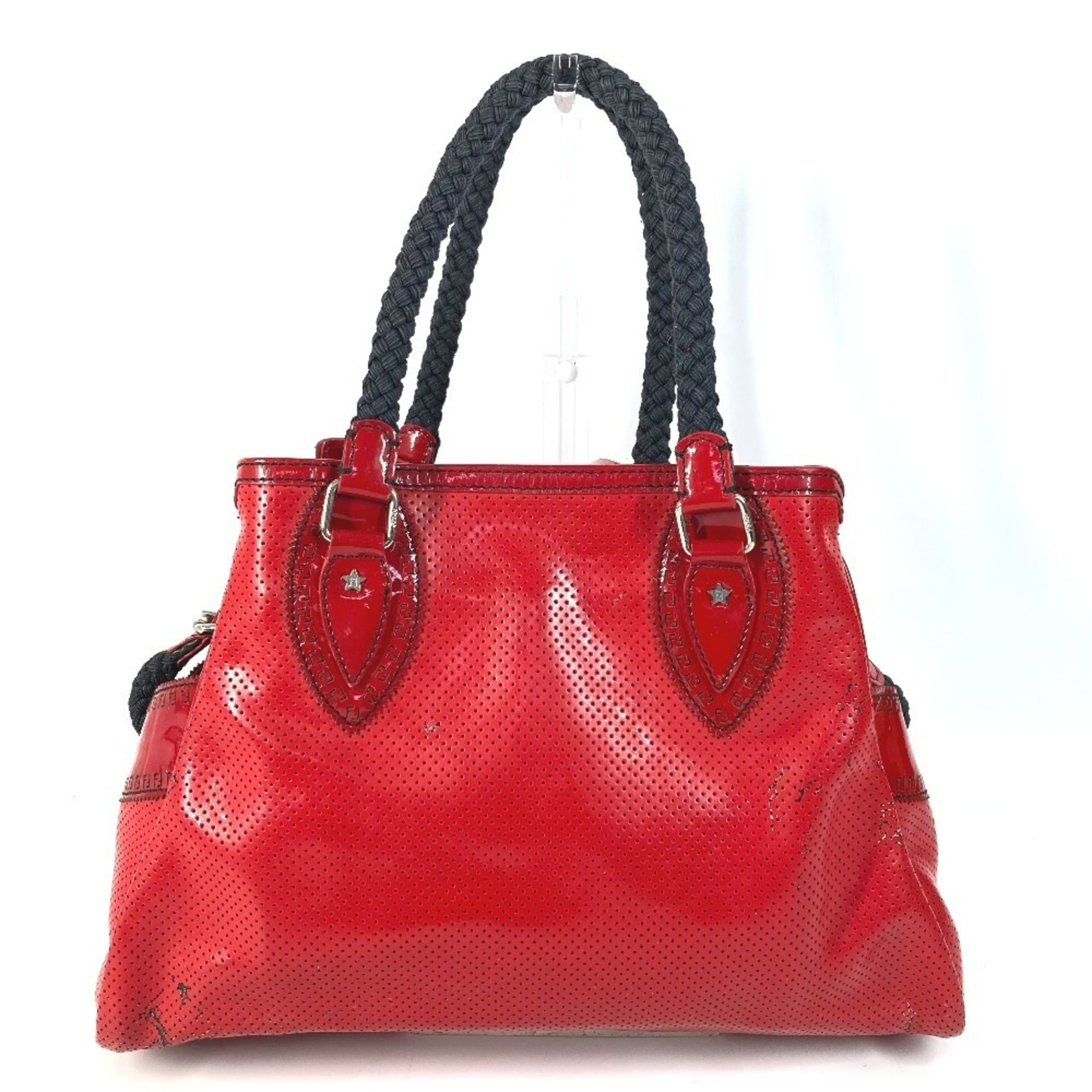 Fendi Black Red Color Shoulder Bag Tote Bag (Pre-Owned)