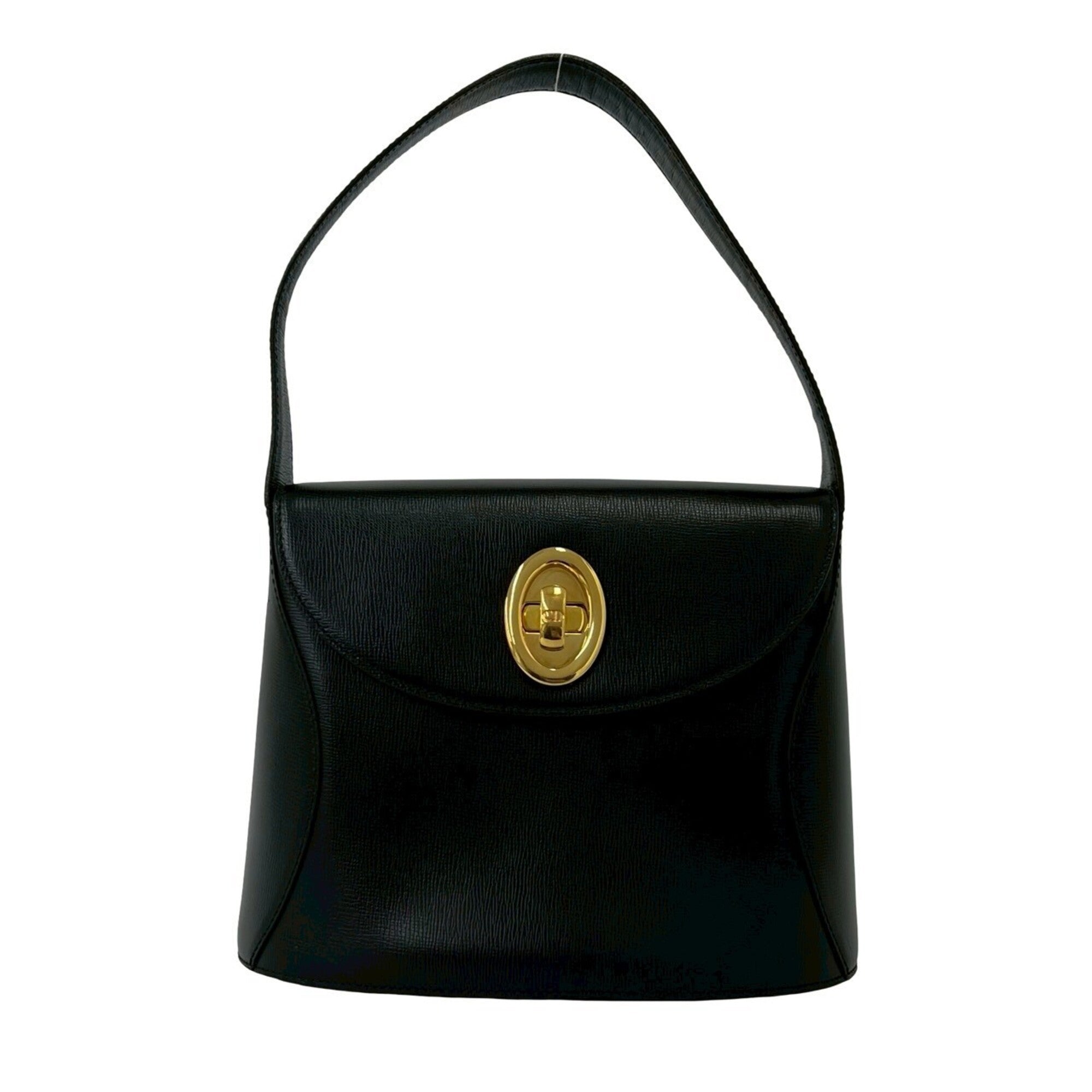 Christian Dior Black Leather Handbag Tote Bag (Pre-Owned)