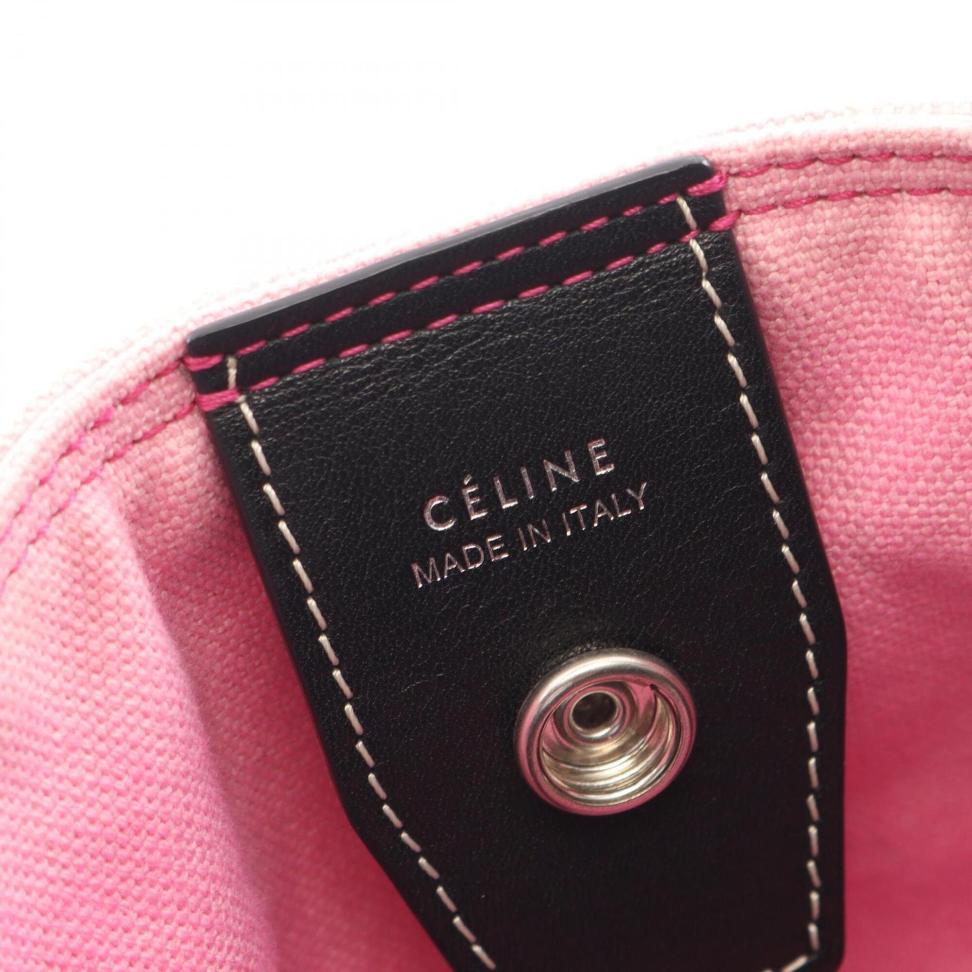 Celine Black Pink White Canvas Leather Handbag Tote Bag (Pre-Owned)