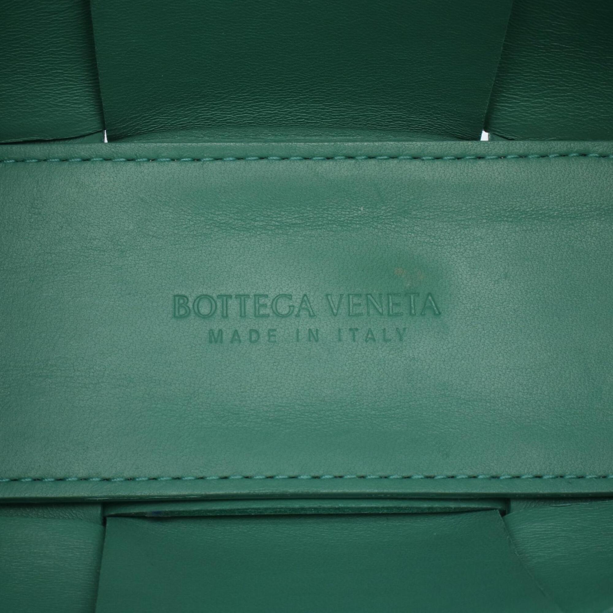 Bottega Veneta Green Leather Handbag Pouch Tote Bag (Pre-Owned)