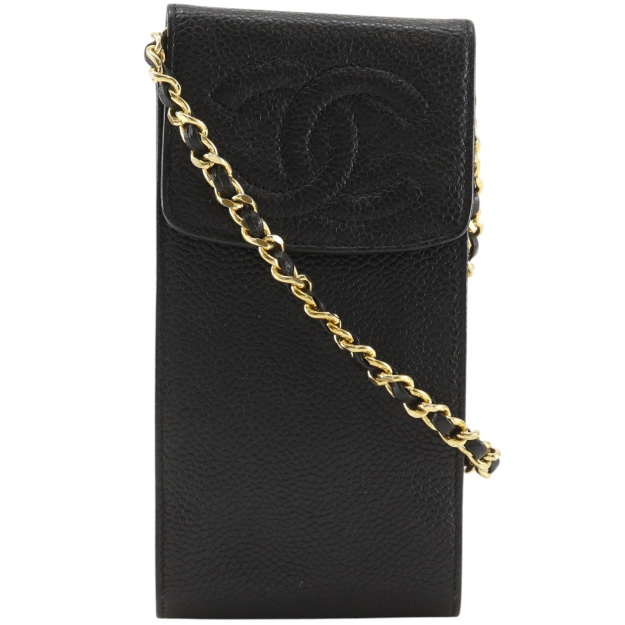 Chanel Black Grained Calfskin Pochette Shoulder Bag (Pre-Owned)