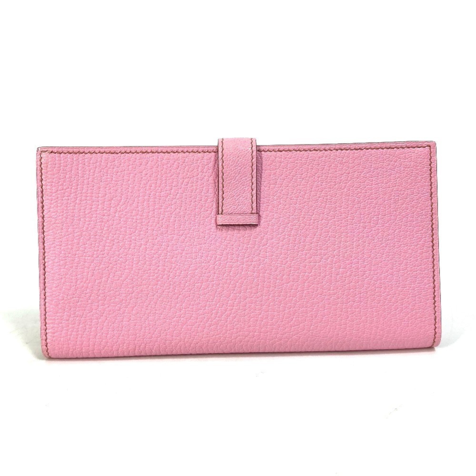Hermes Bearn Pink Soufre Chevre Leather Chain/Shoulder Wallet (Pre-Owned)