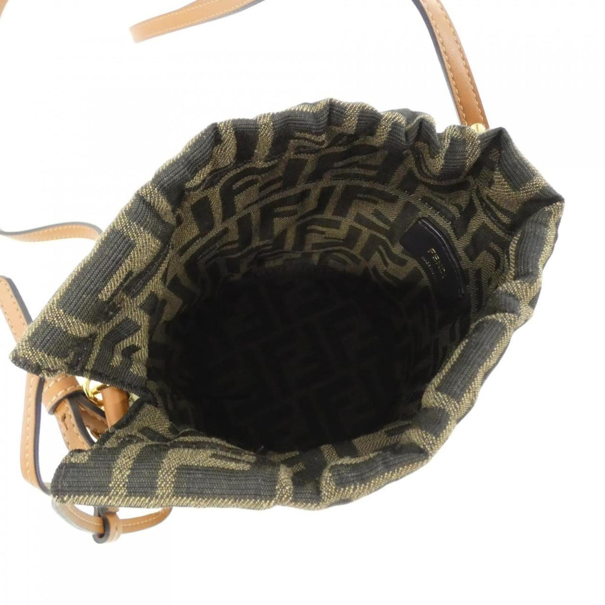 Fendi Brown Canvas Straw Shoulder Bag (Pre-Owned)