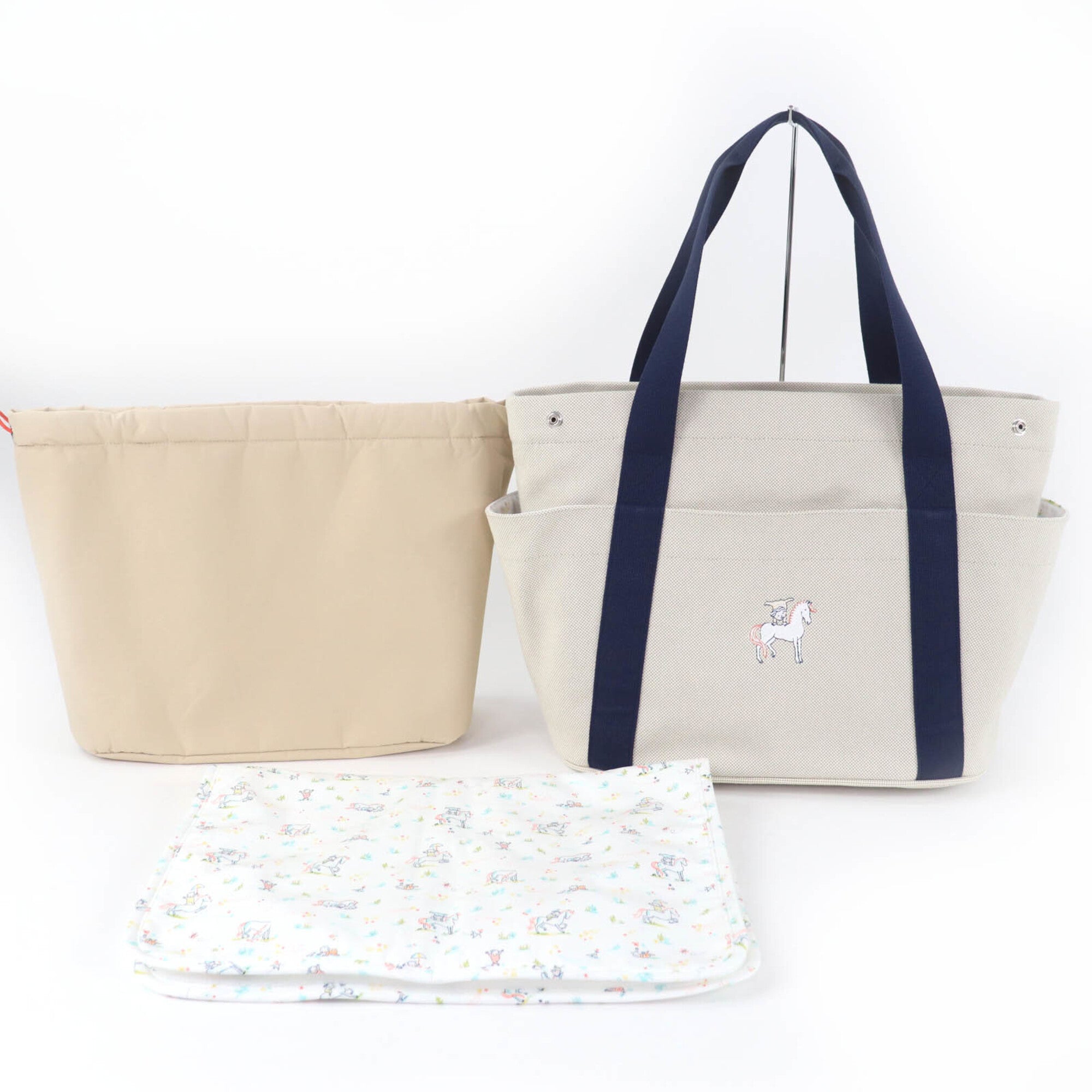 Hermes Light Gray Cotton Polyurethane Polyamide Tote Bag (Pre-Owned)