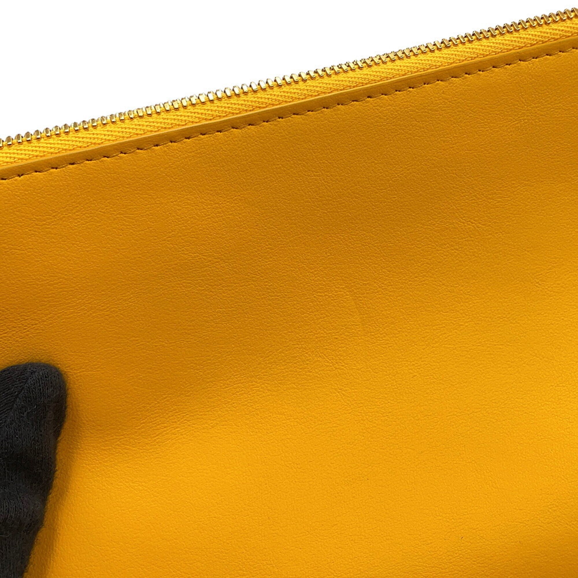 Bottega Veneta Yellow Leather Handbag Pouch (Pre-Owned)