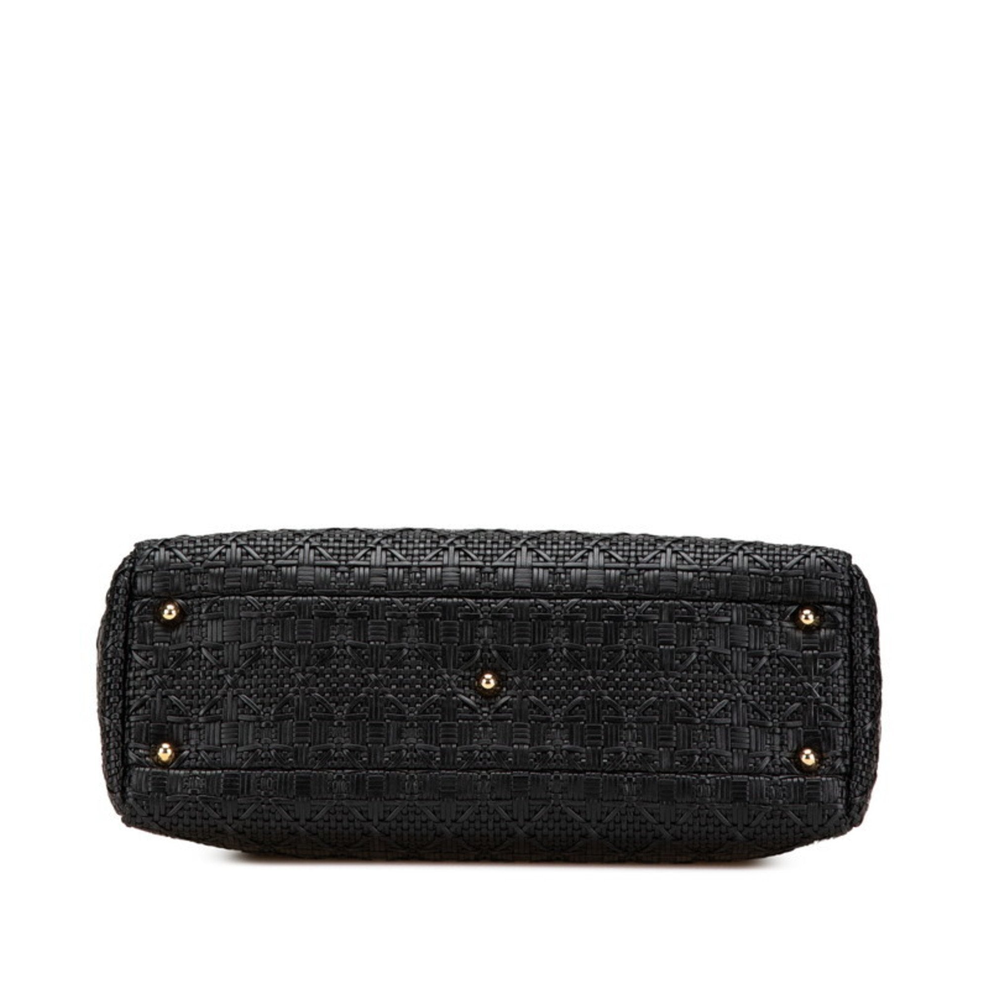 Christian Dior Black Leather Handbag Shoulder Bag (Pre-Owned)